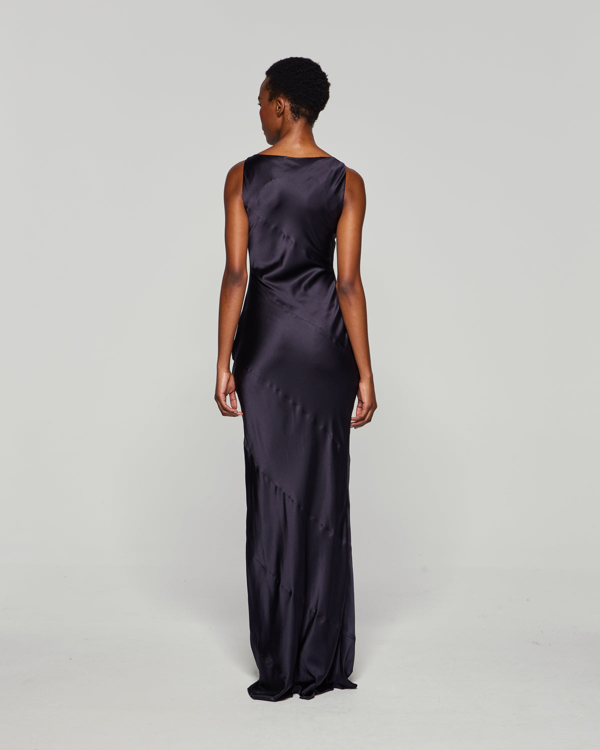 Silk Spiral Evening Dress - Midnight Navy