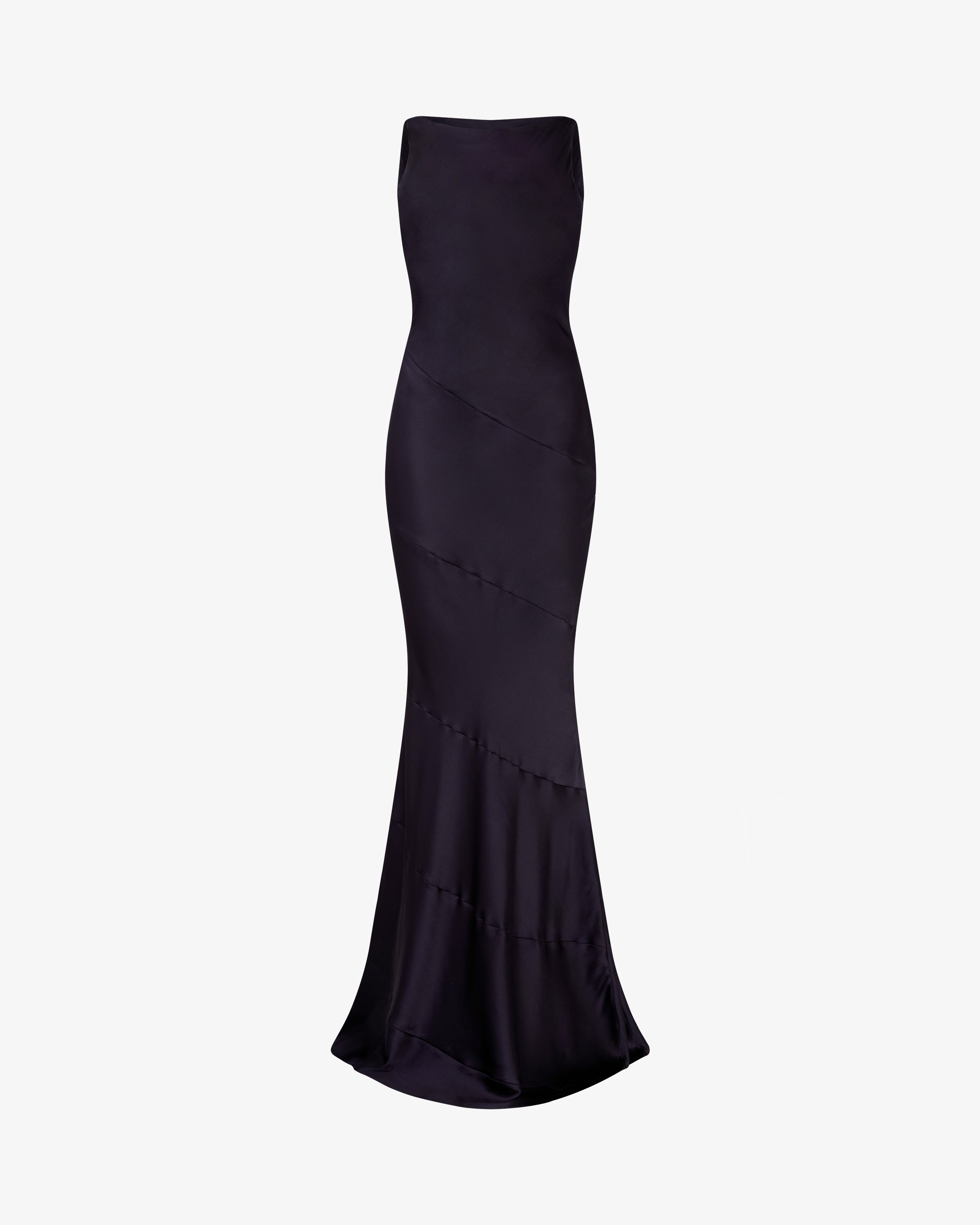 Silk Spiral Evening Dress - Midnight Navy