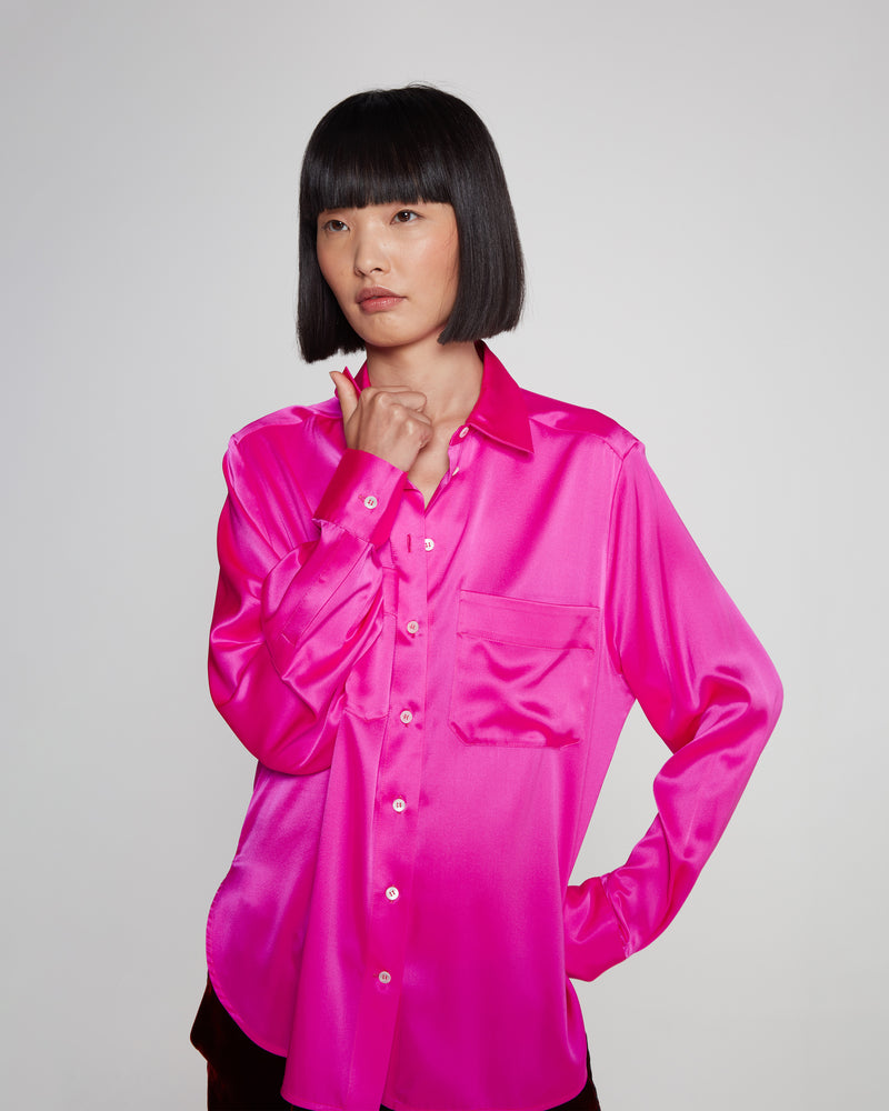 Silk Utility Shirt - Shocking Pink picture #3