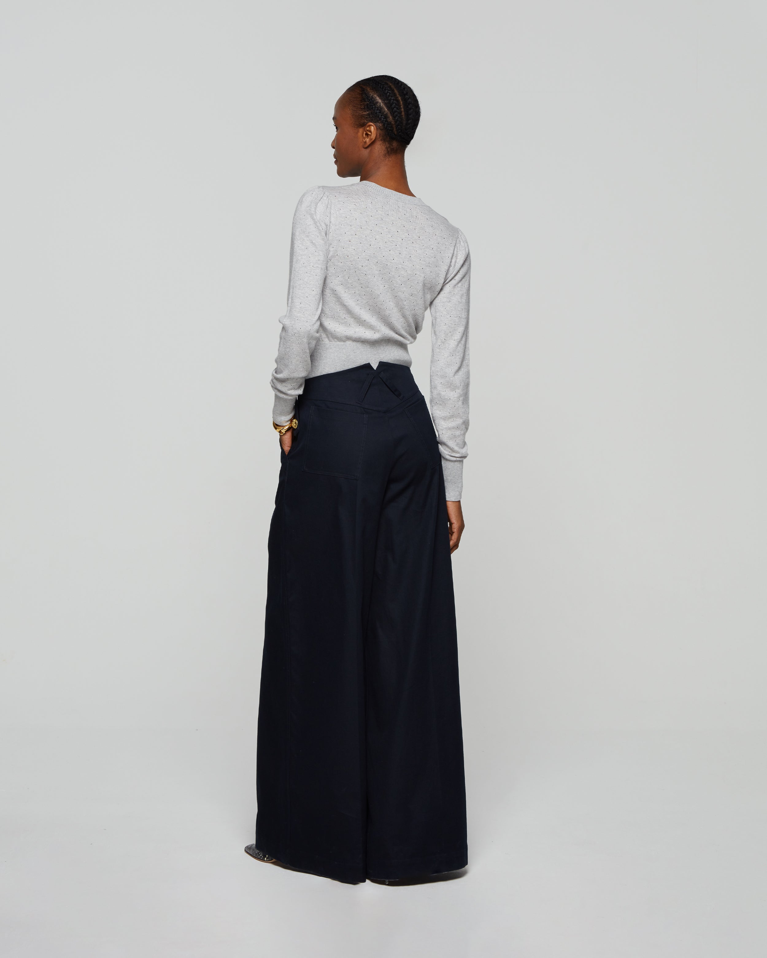 Slouchy Wide Leg Trouser - Midnight Navy