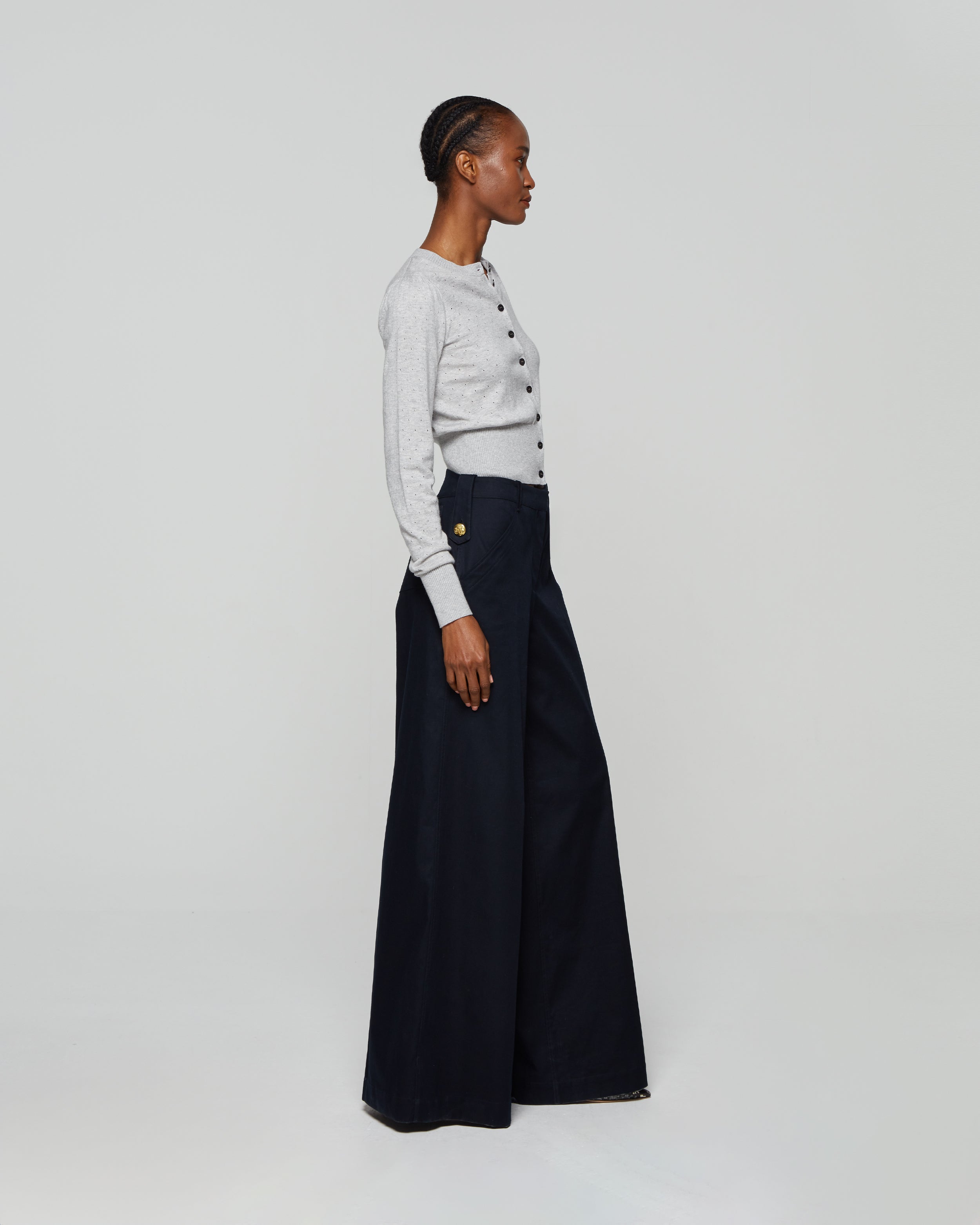 Slouchy Wide Leg Trouser - Midnight Navy