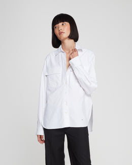 Soft Cotton Utility Shirt - White