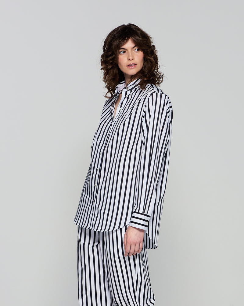 Striped Button Down Shirt - White/Black picture #4