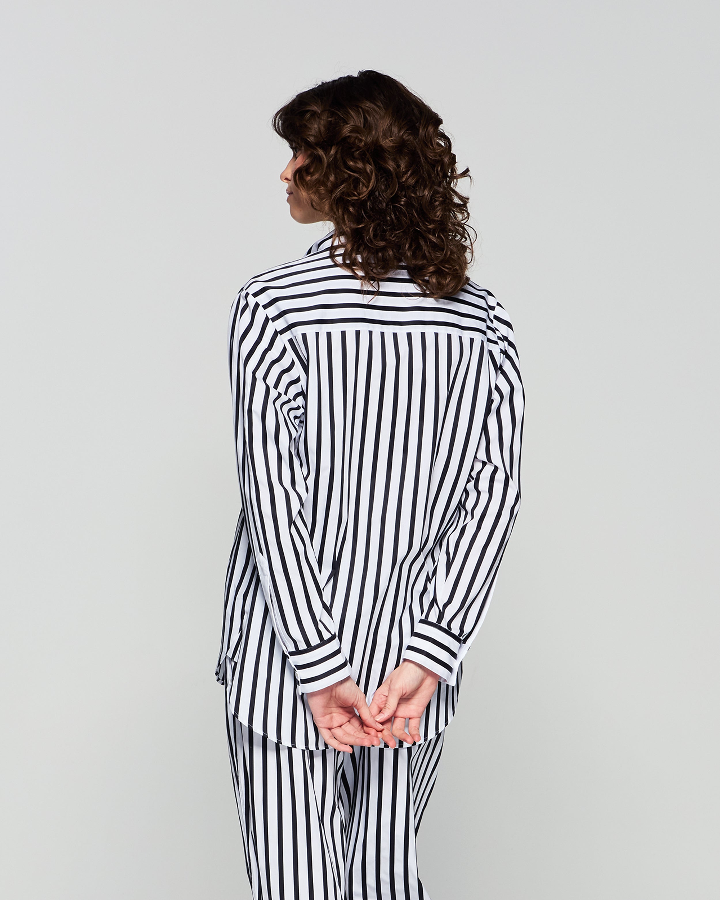 Striped Button Down Shirt - White/Black