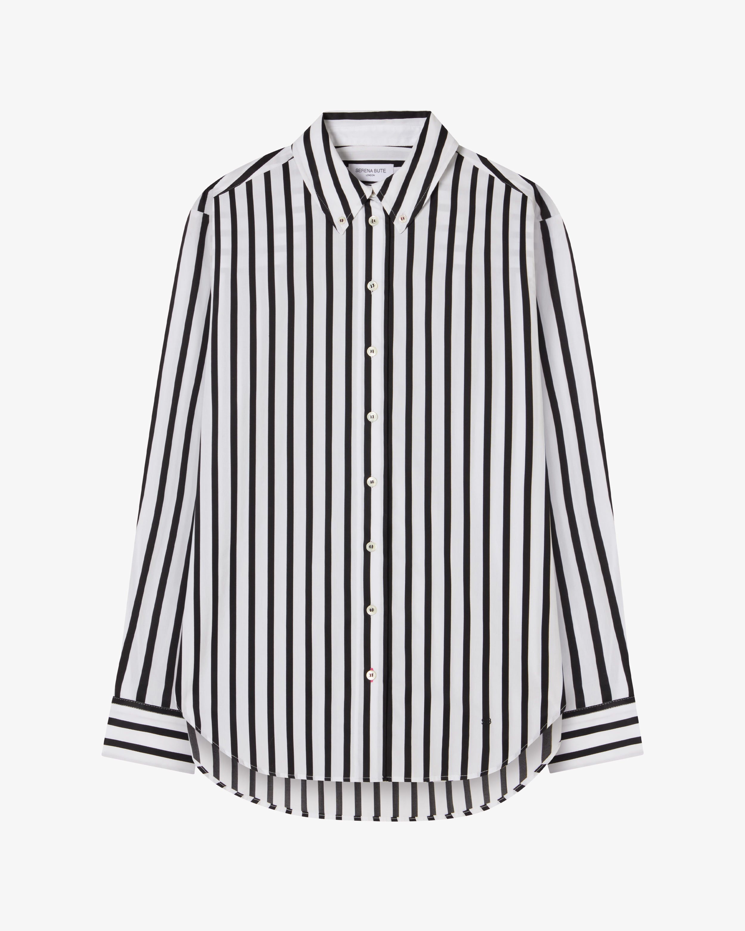 Serena Bute London Striped Button Down Shirt White Black for Women Ladies