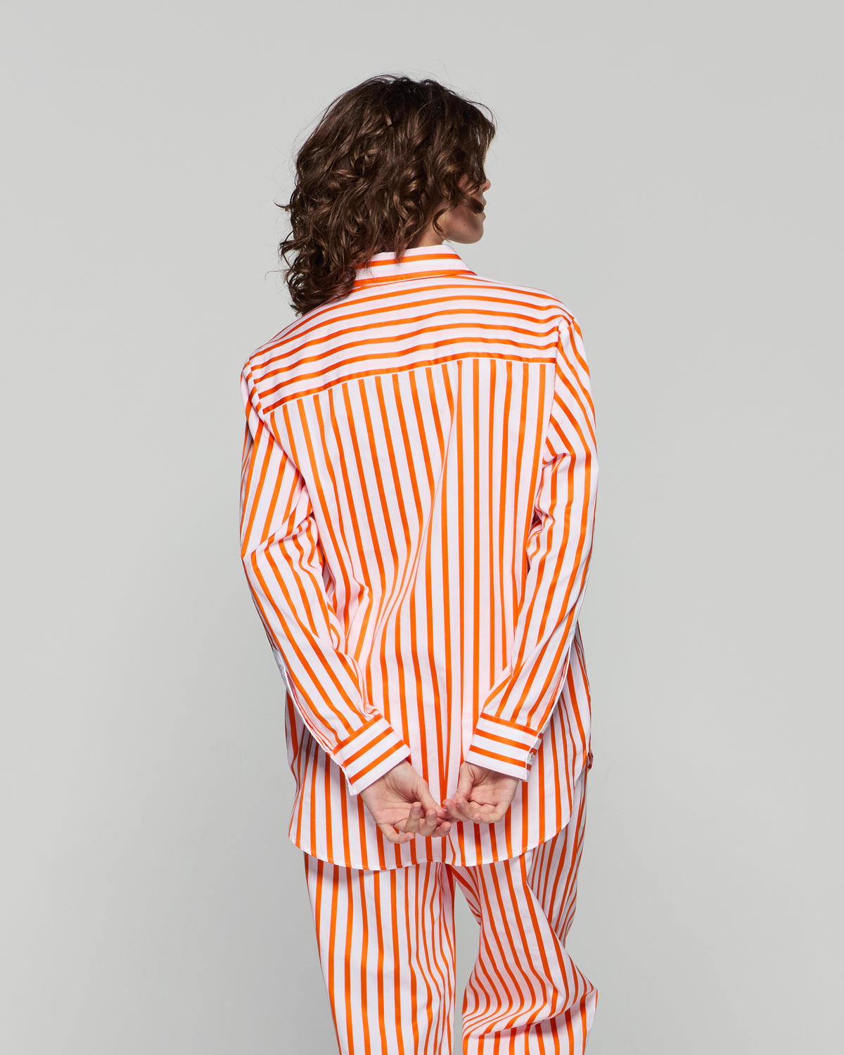 Striped Button Down Shirt - White/Orange