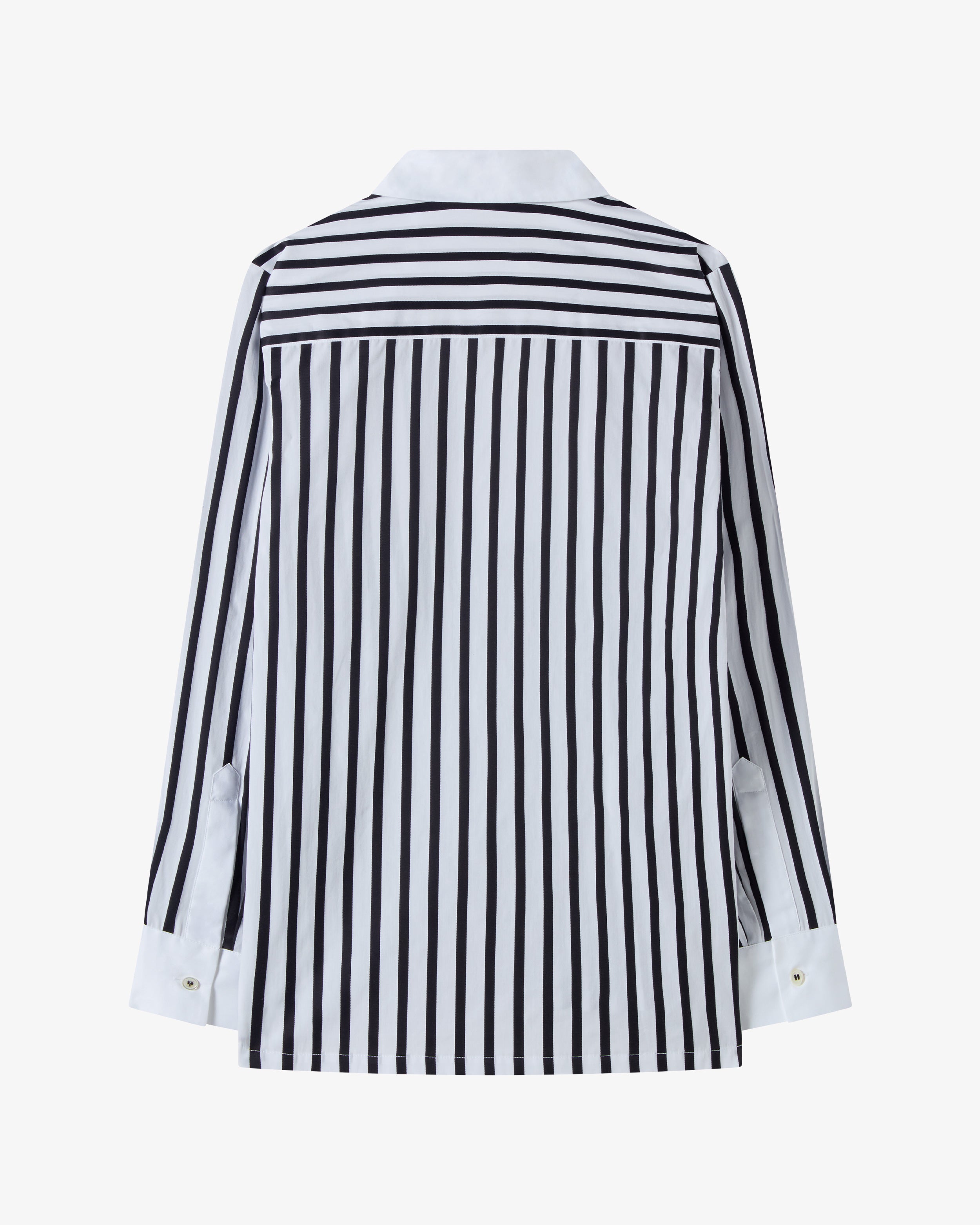 Striped Lace Up Shirt - White/Black