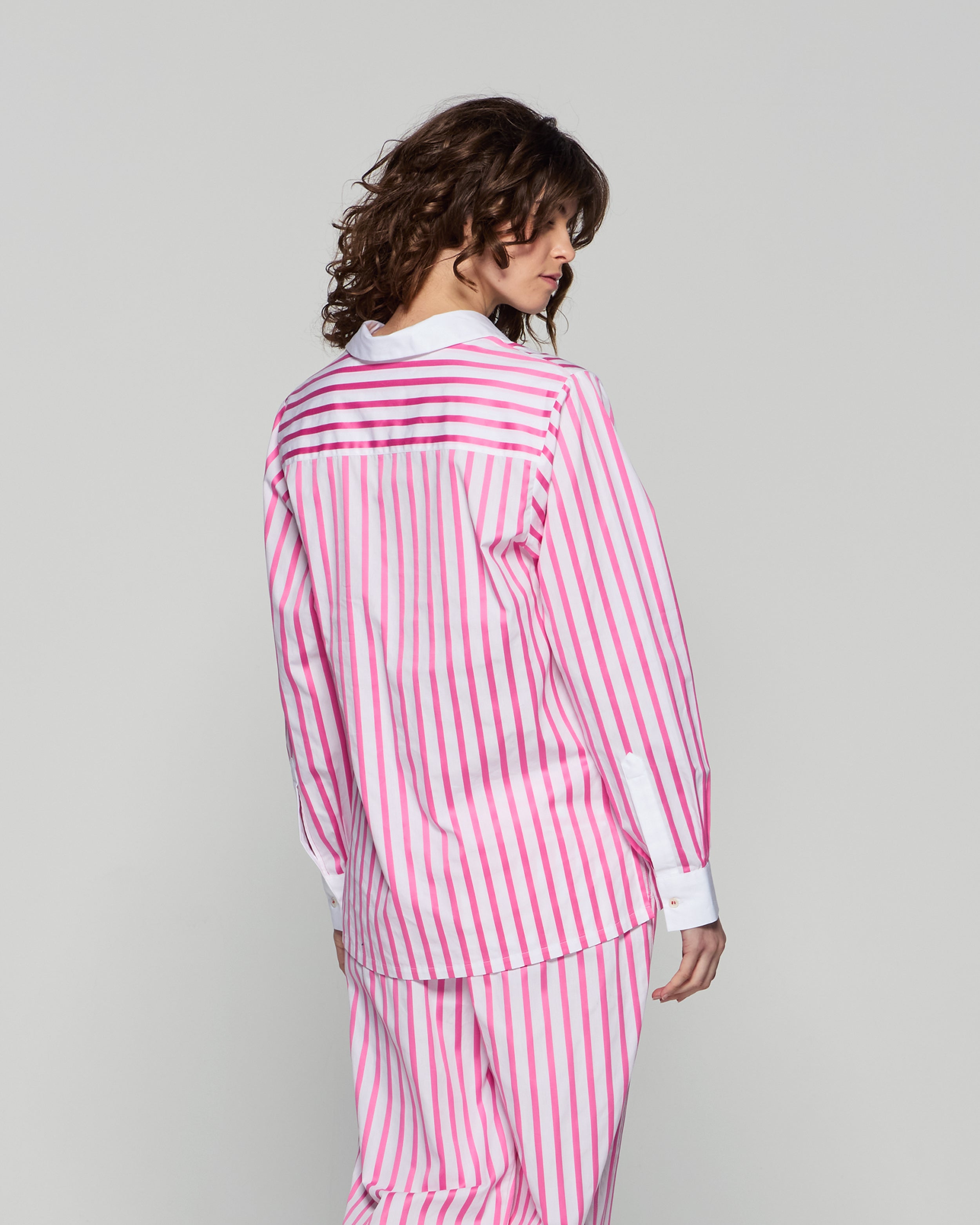 Striped Lace Up Shirt - White/Pink