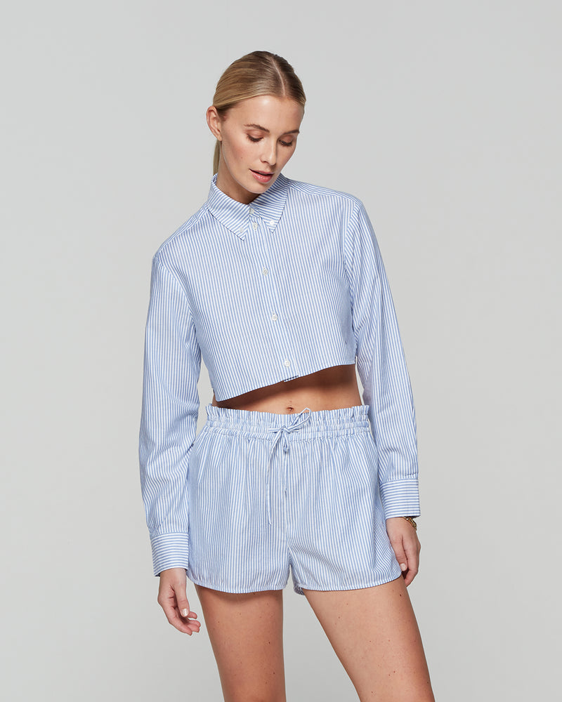 Striped Summer Cropped Shirt - Blue/White picture #1