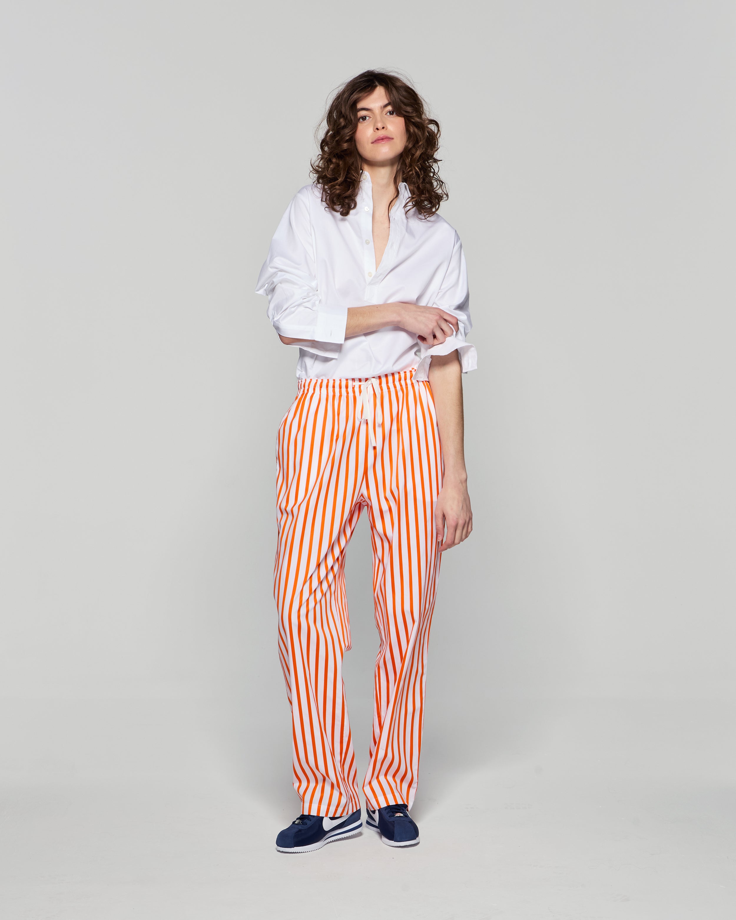 Striped Summer Jogger - White/Orange