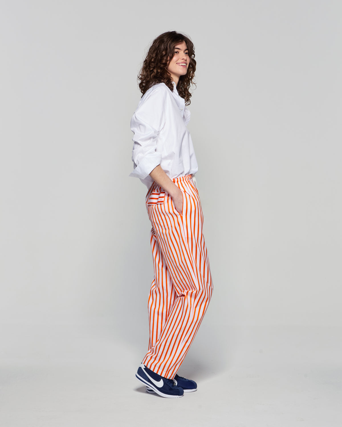 Striped Summer Jogger - White/Orange