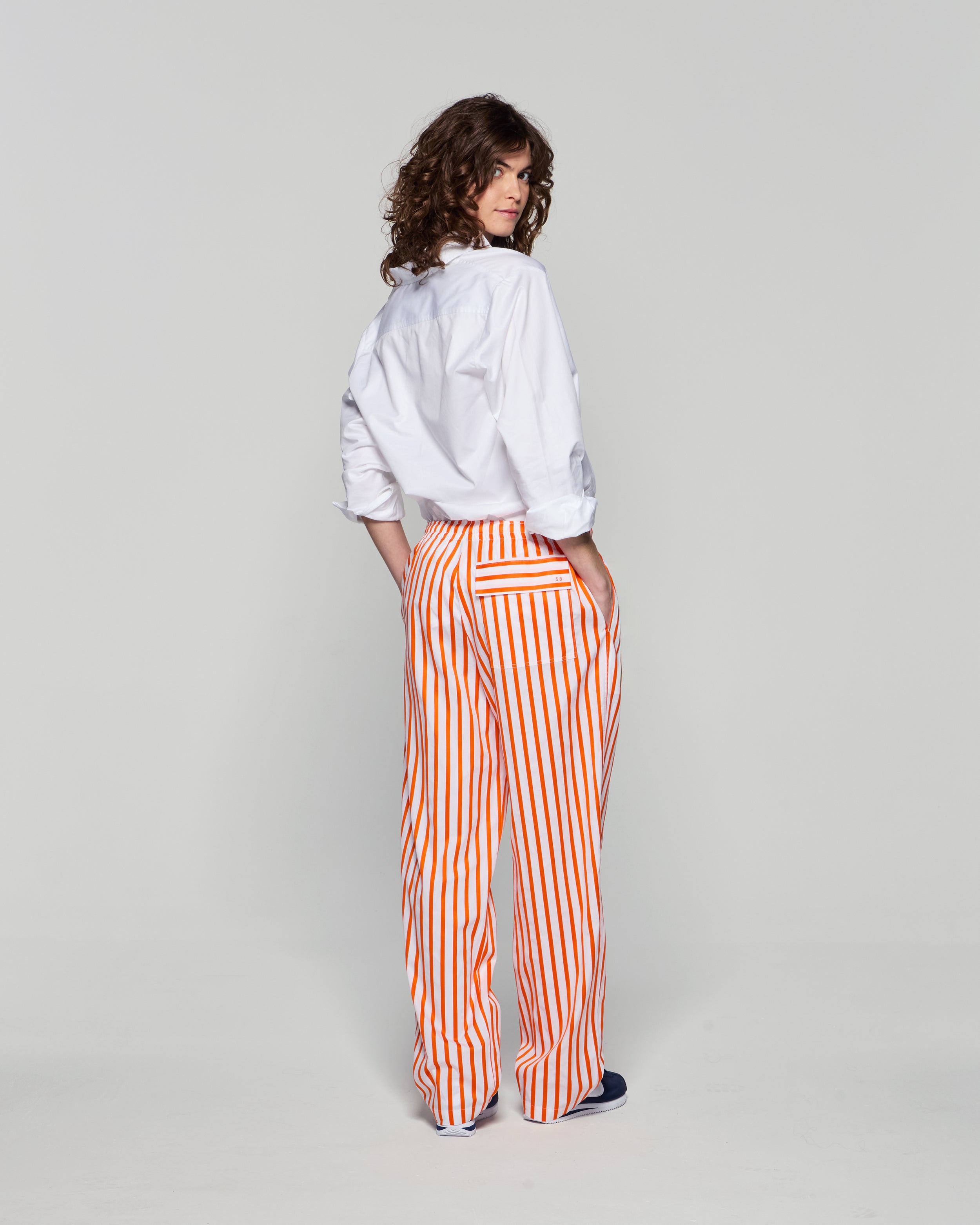 Striped Summer Jogger - White/Orange