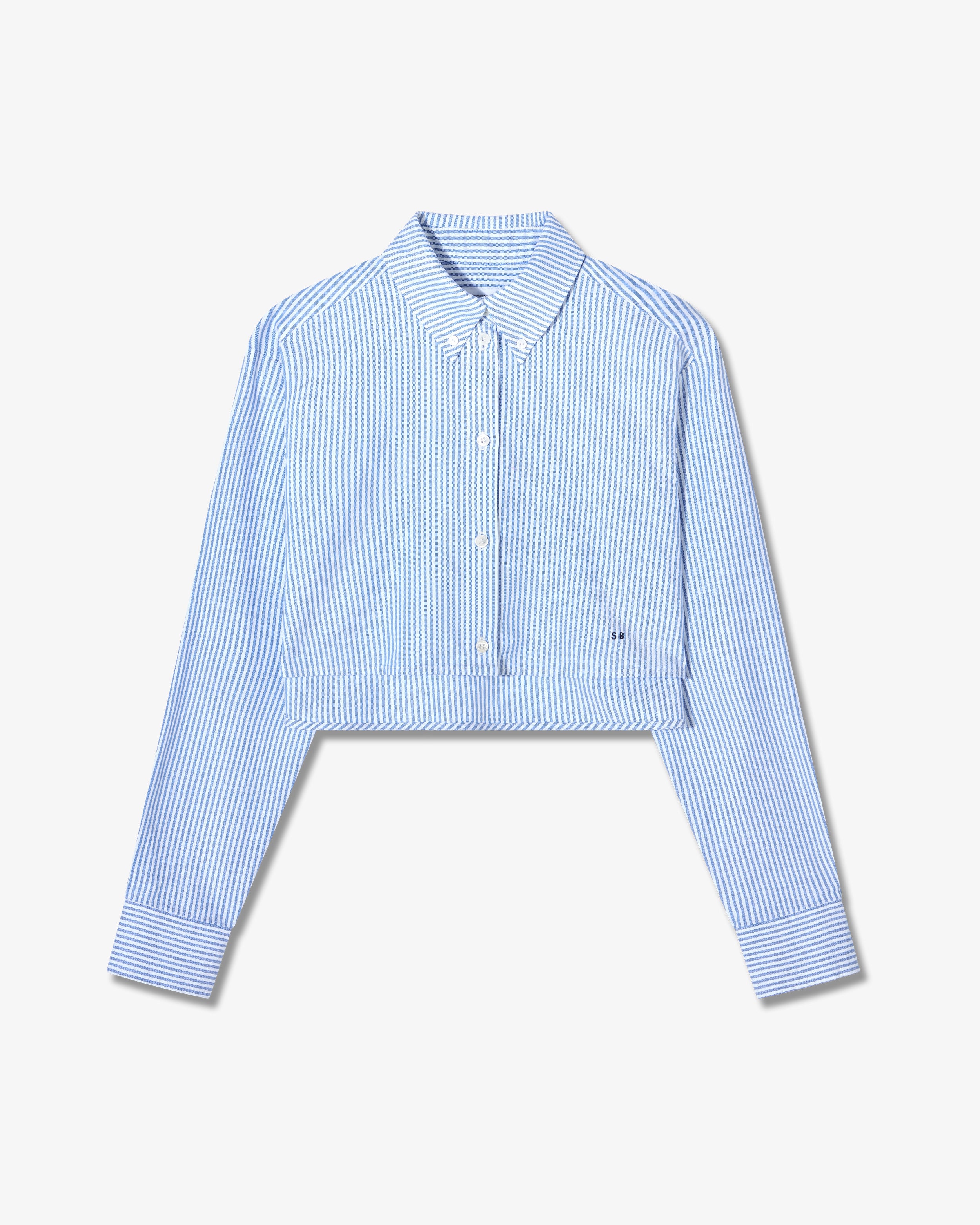 Striped Summer Cropped Shirt - Blue/White