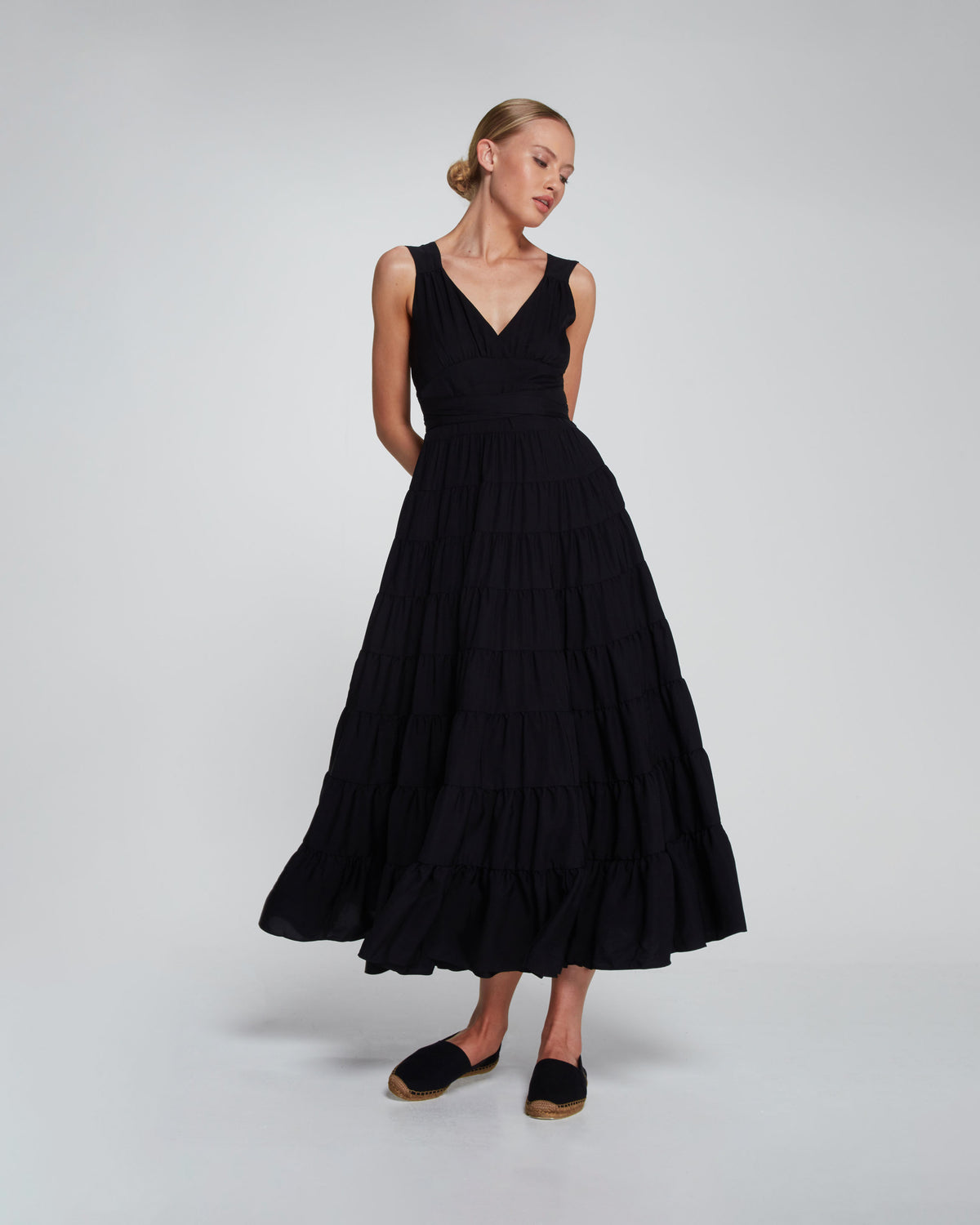 Tiered Summer Dress - Black SERENA BUTE
