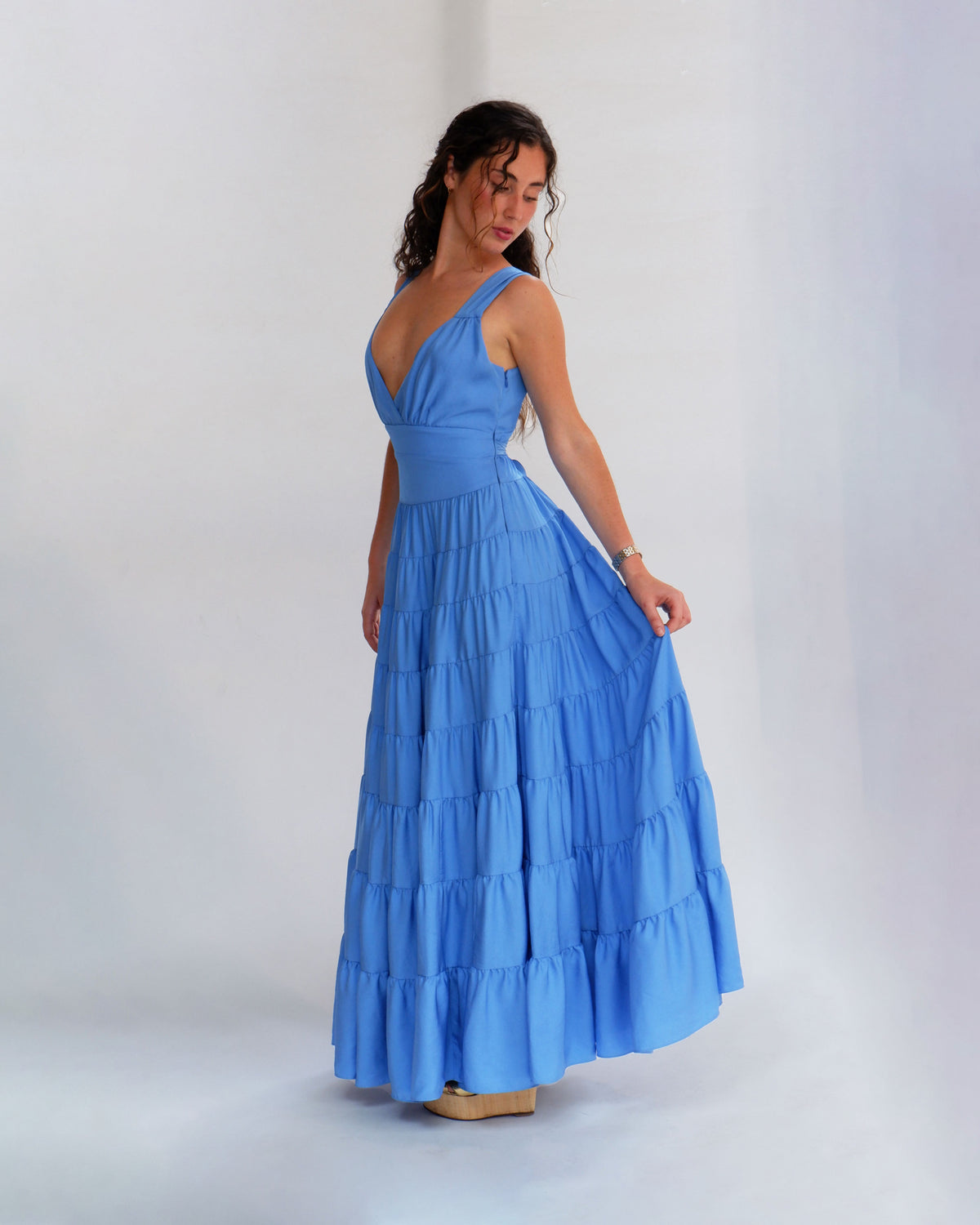 Tiered Summer Dress - Riviera Blue SERENA BUTE