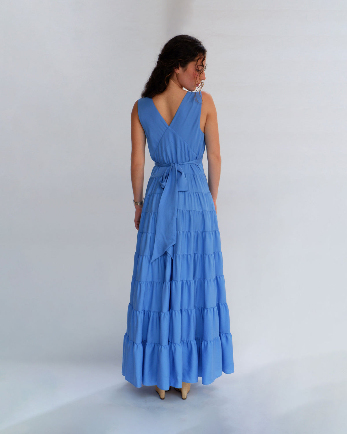 Tiered Summer Dress - Riviera Blue SERENA BUTE