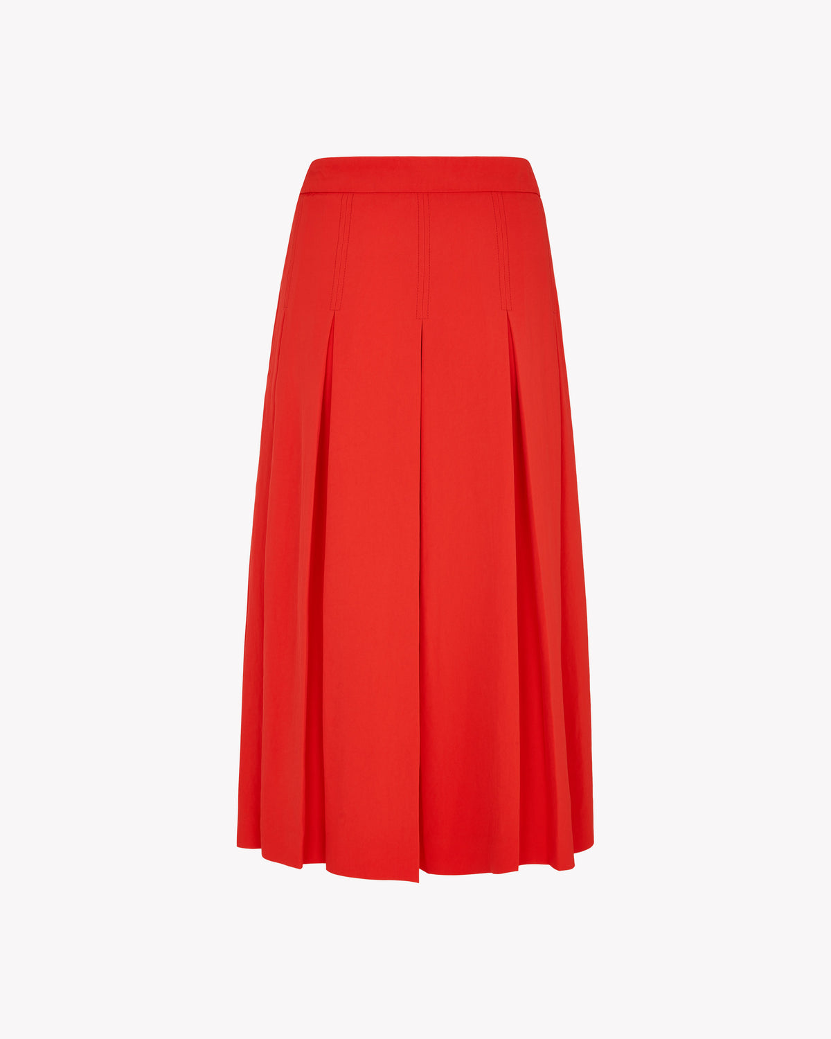 Pleated Midi Skirt - Red