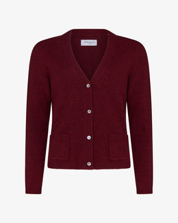 V-Neck Pocket Cardigan - Burgundy