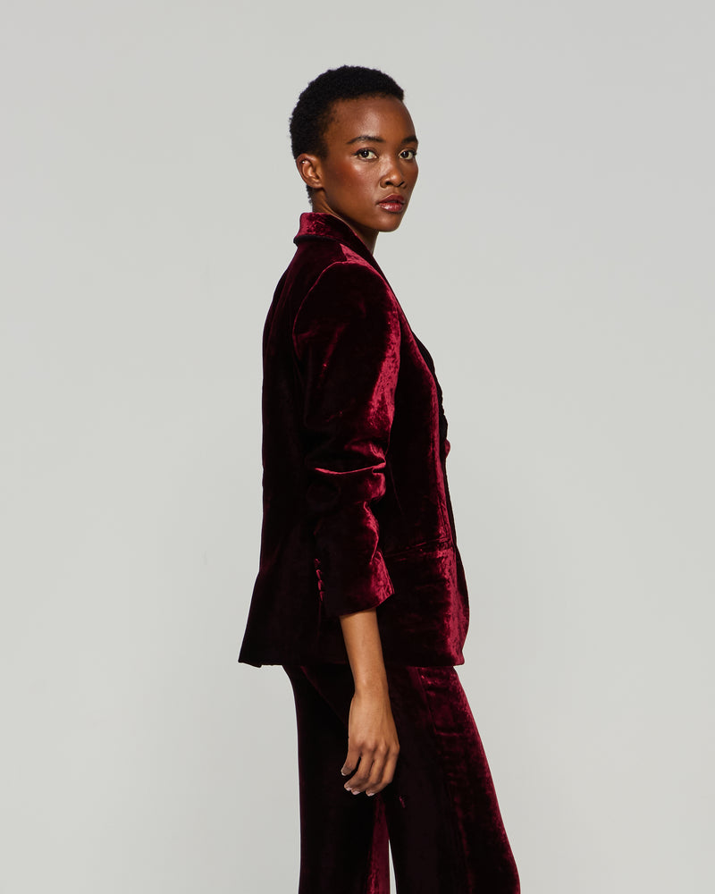 Velvet Blazer - Burgundy picture #4