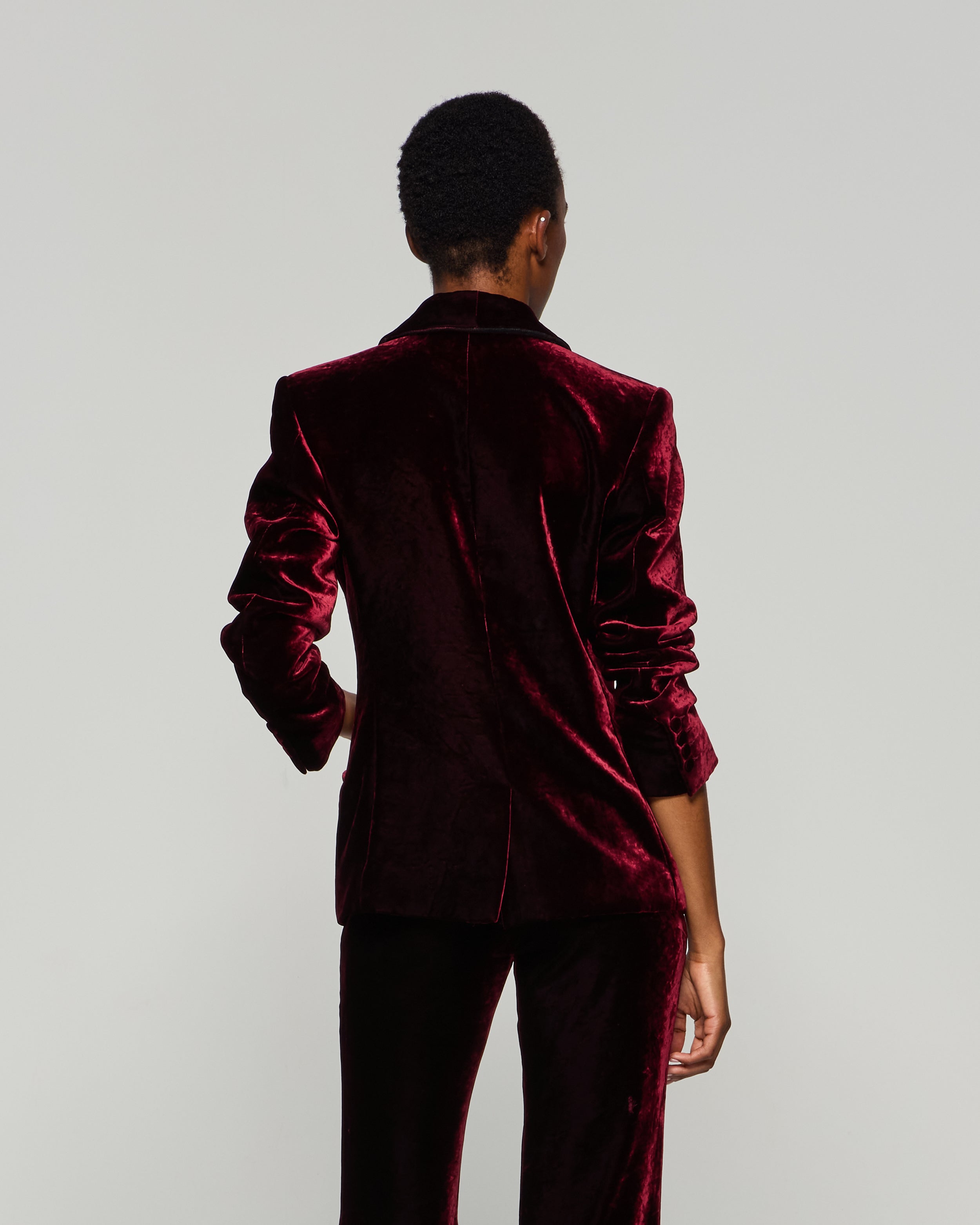 Velvet Blazer - Burgundy