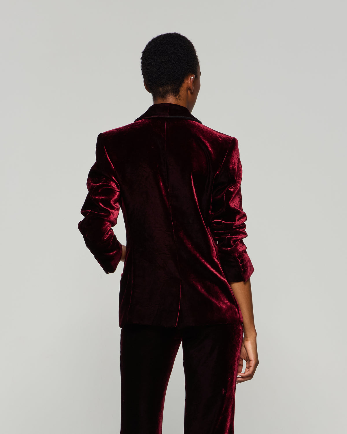 Velvet Blazer - Burgundy