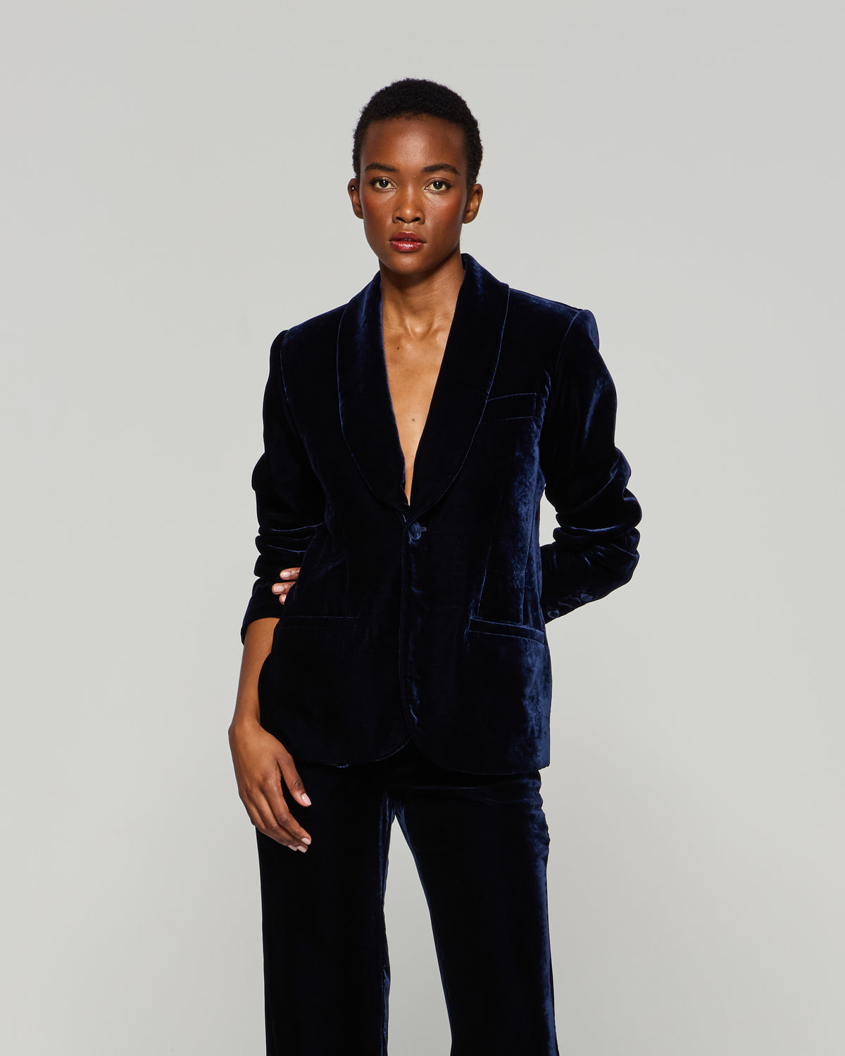 Velvet Blazer - Navy