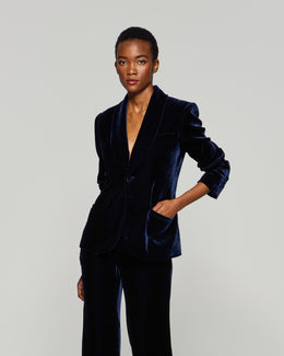 Velvet Blazer - Navy