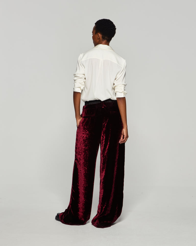 Velvet Double Waistband Relaxed Jogger - Burgundy picture #4