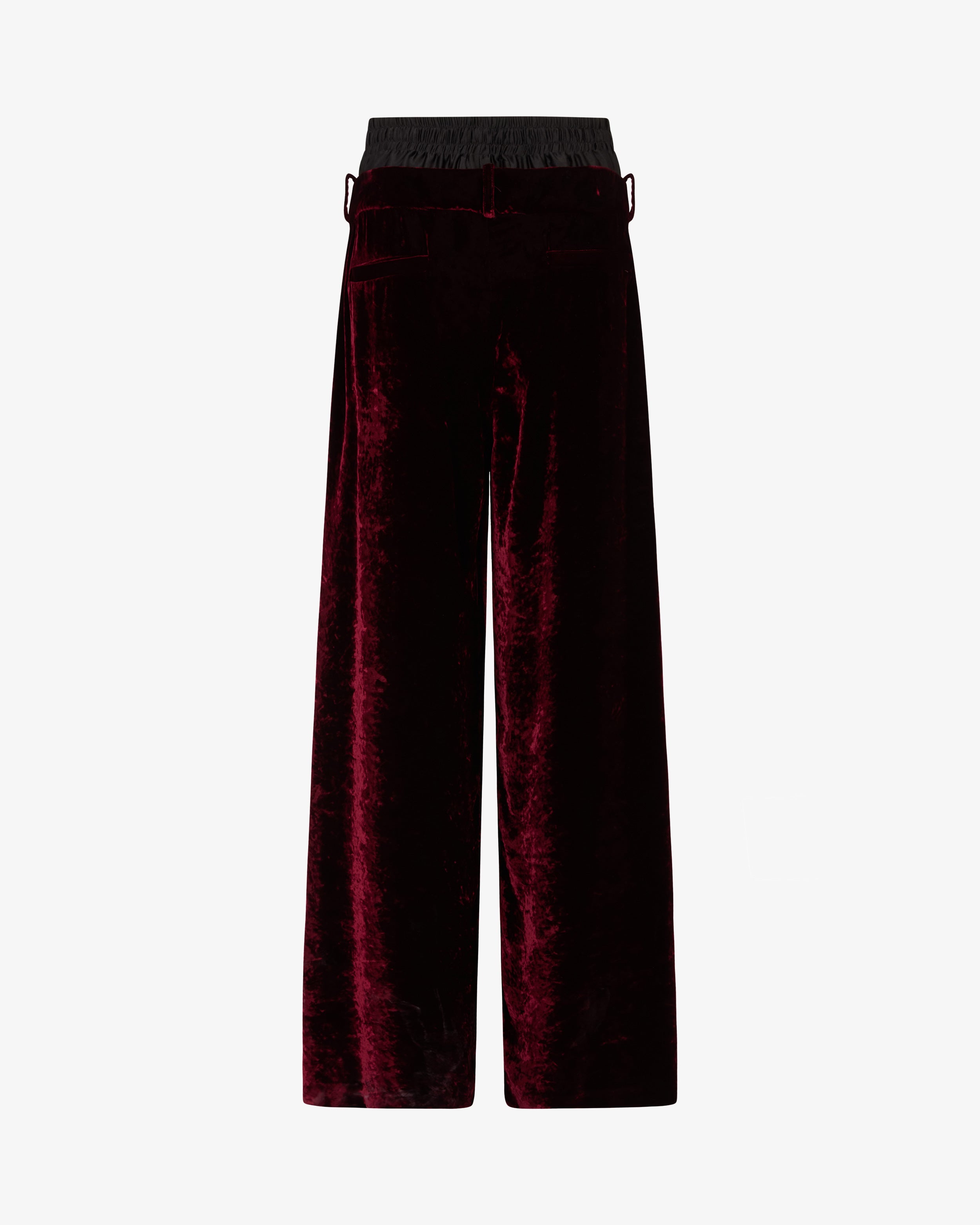 Velvet Double Waistband Relaxed Jogger - Burgundy