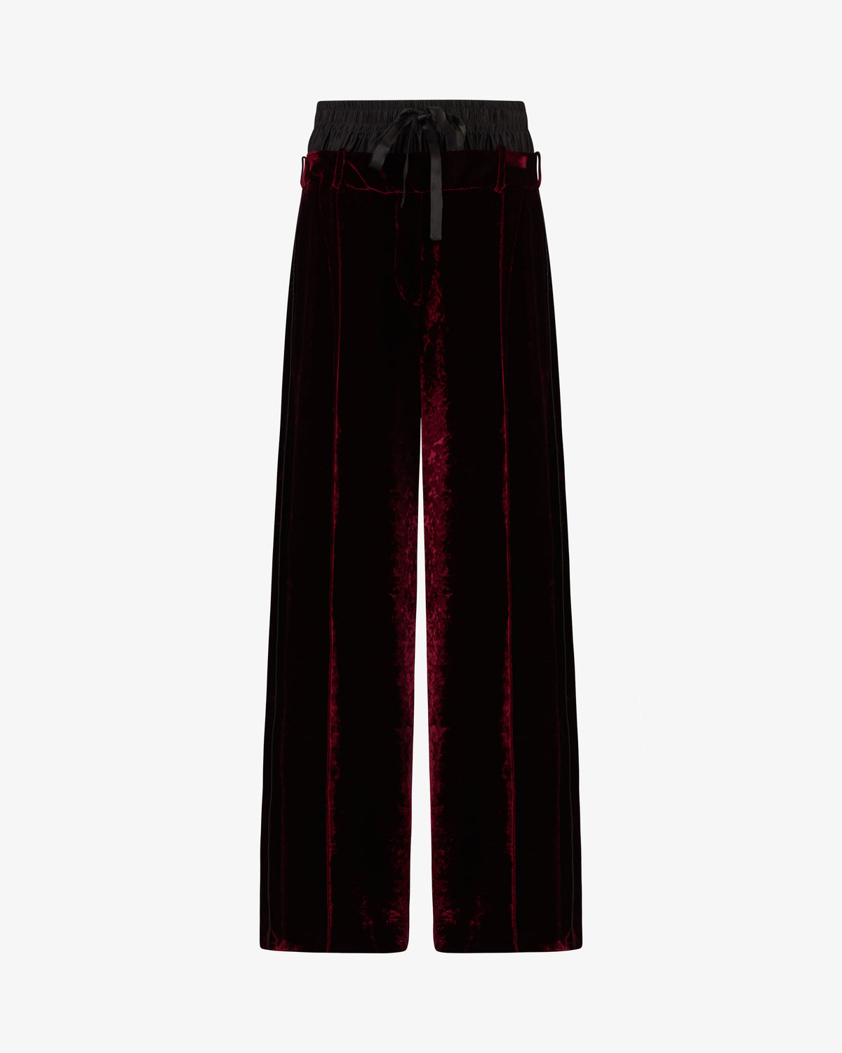 Velvet Double Waistband Relaxed Jogger - Burgundy