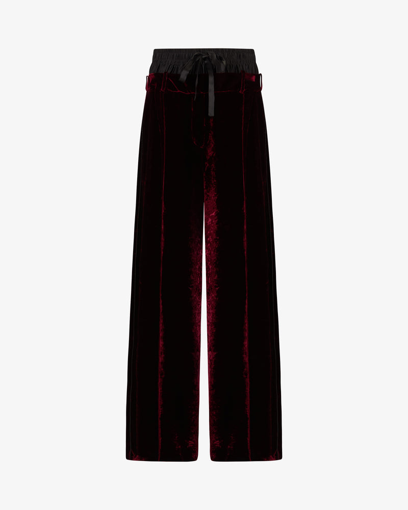 Velvet Double Waistband Relaxed Jogger - Burgundy picture #2