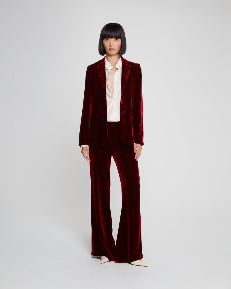 Velvet Fitted Blazer - Red picture #3