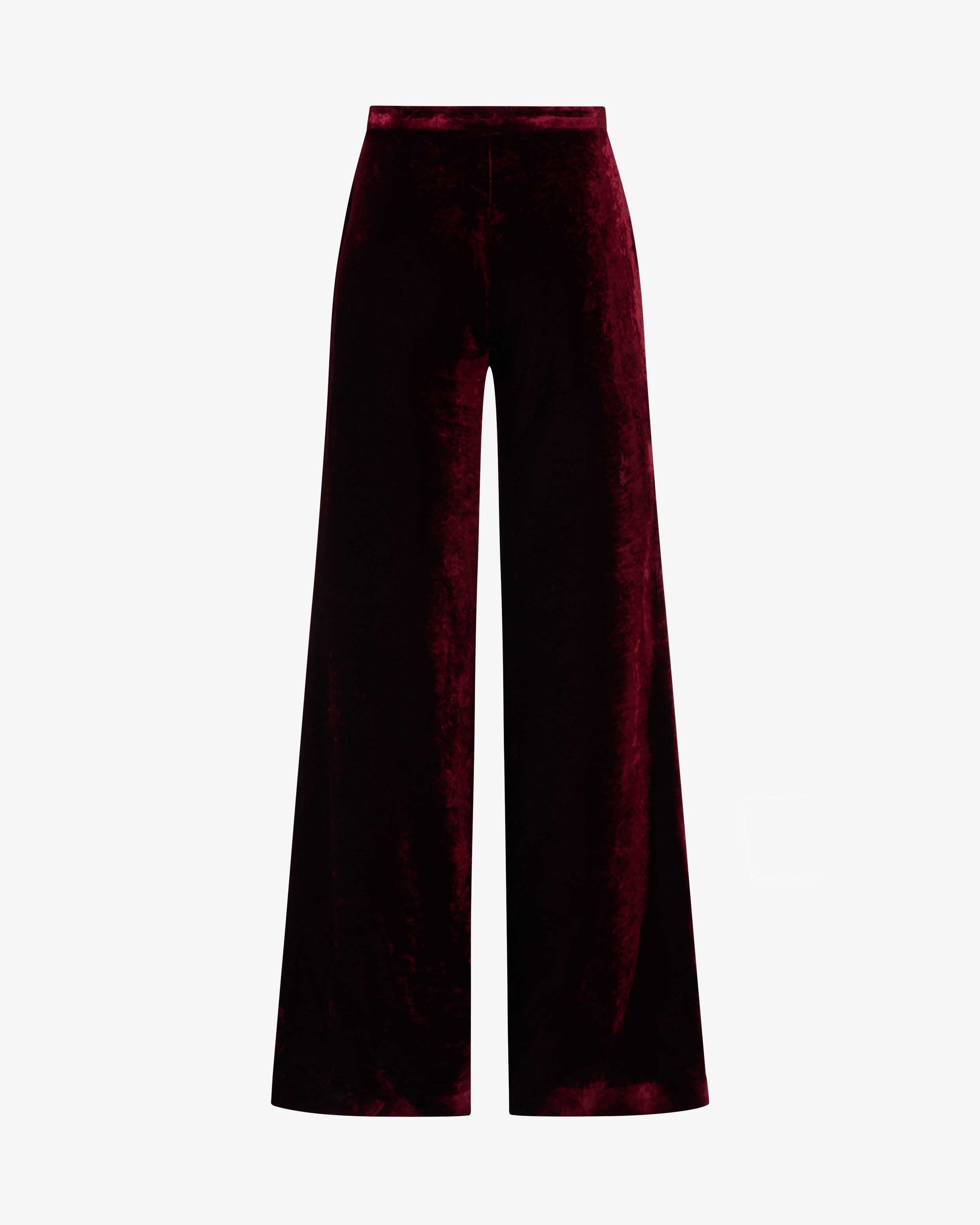 Velvet Flare Trouser - Burgundy