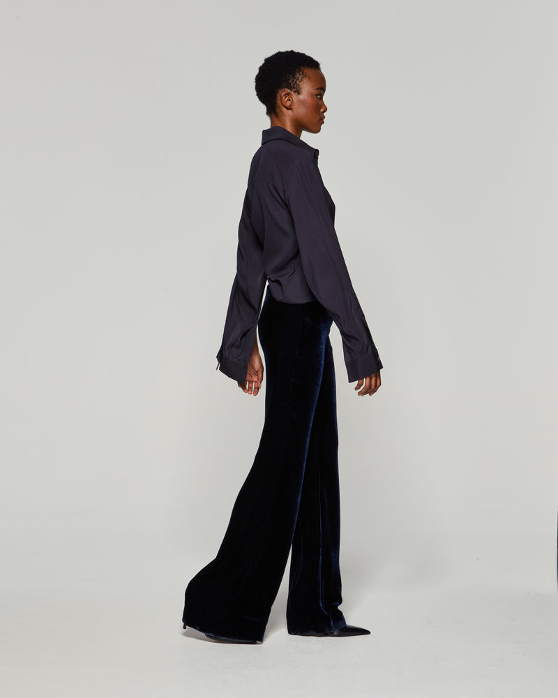 Velvet Flare Trouser - Navy picture #3