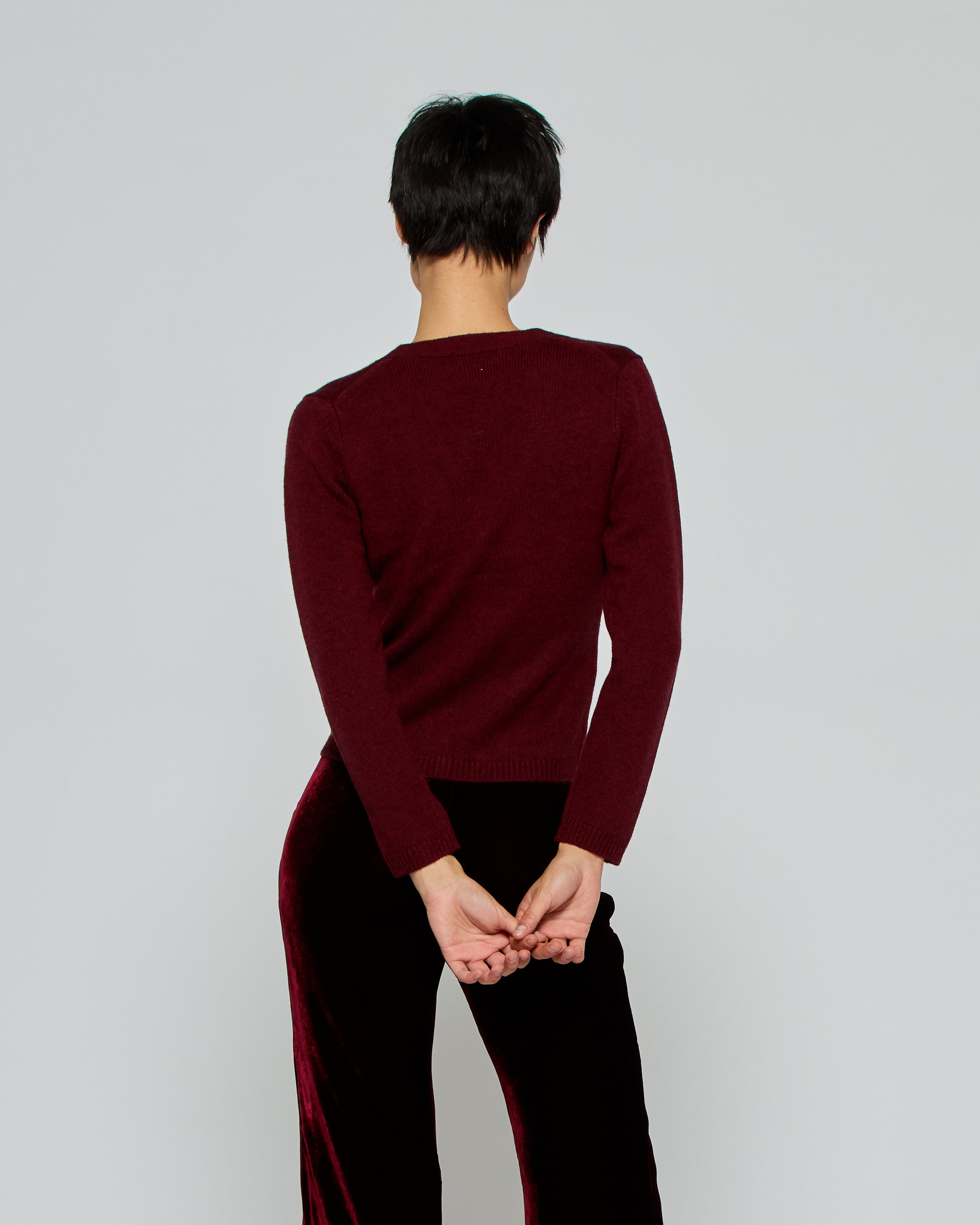 V-Neck Pocket Cardigan - Burgundy