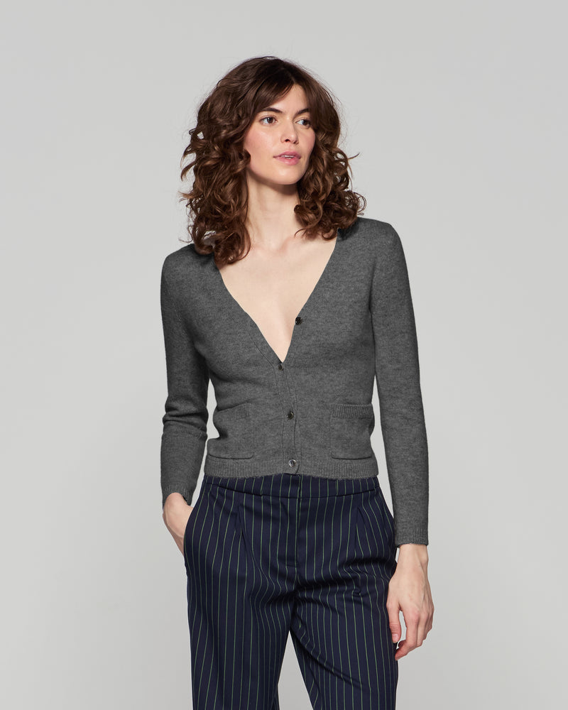 V-Neck Pocket Cardigan - Grey picture #3