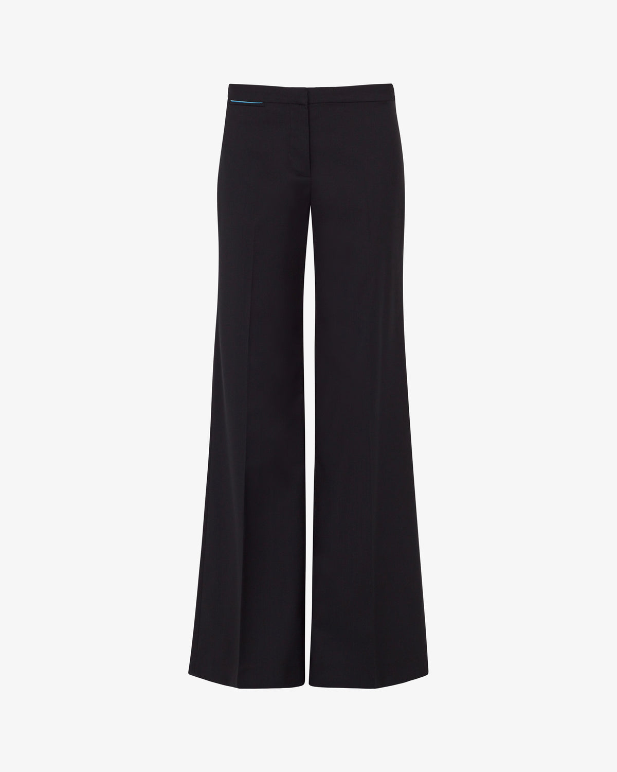 Wool Mid-Rise Flare Trouser - Black