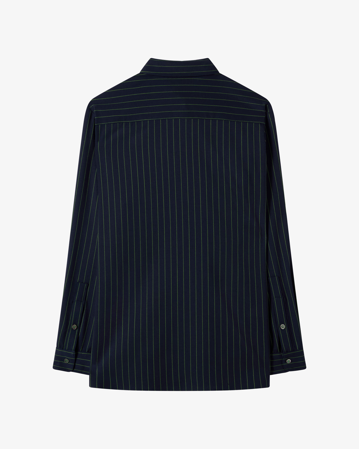 Wool Pinstripe Boyfriend Shirt - Navy/Green