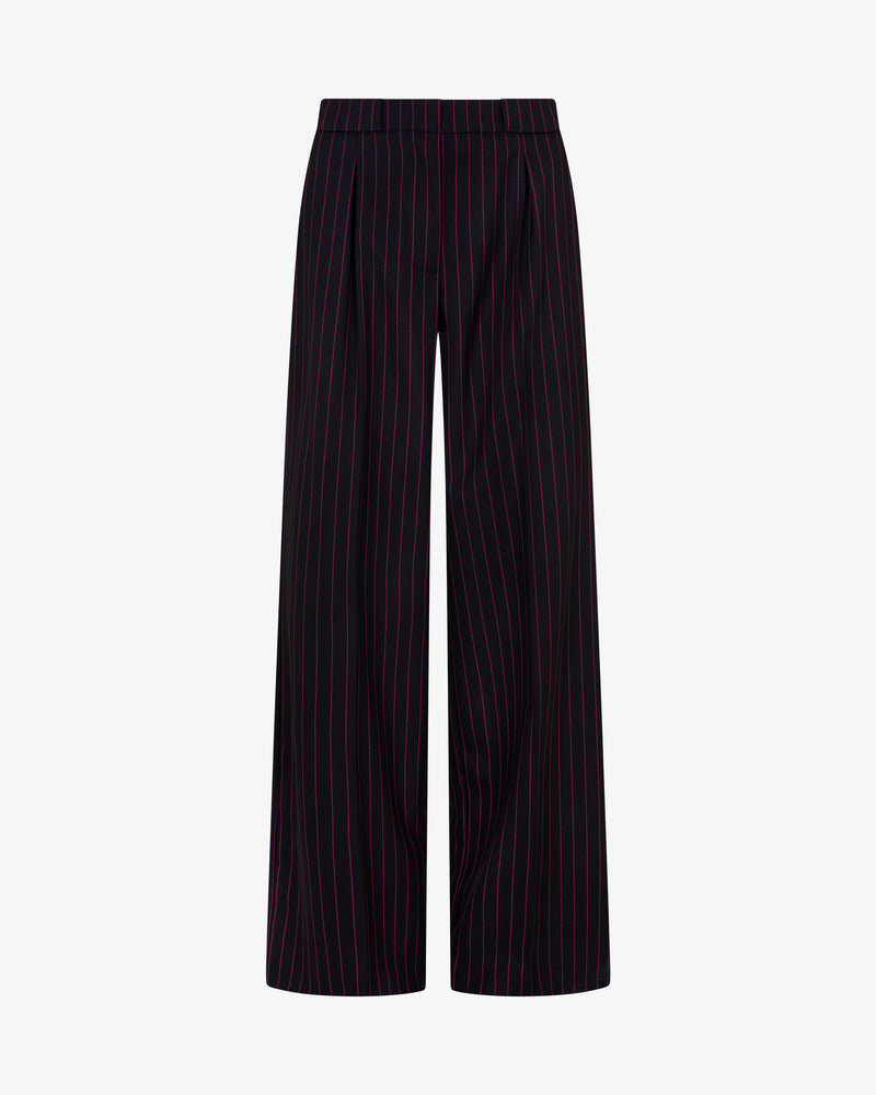 Wool Pinstripe Pleated Trouser - Black/Pink picture #2