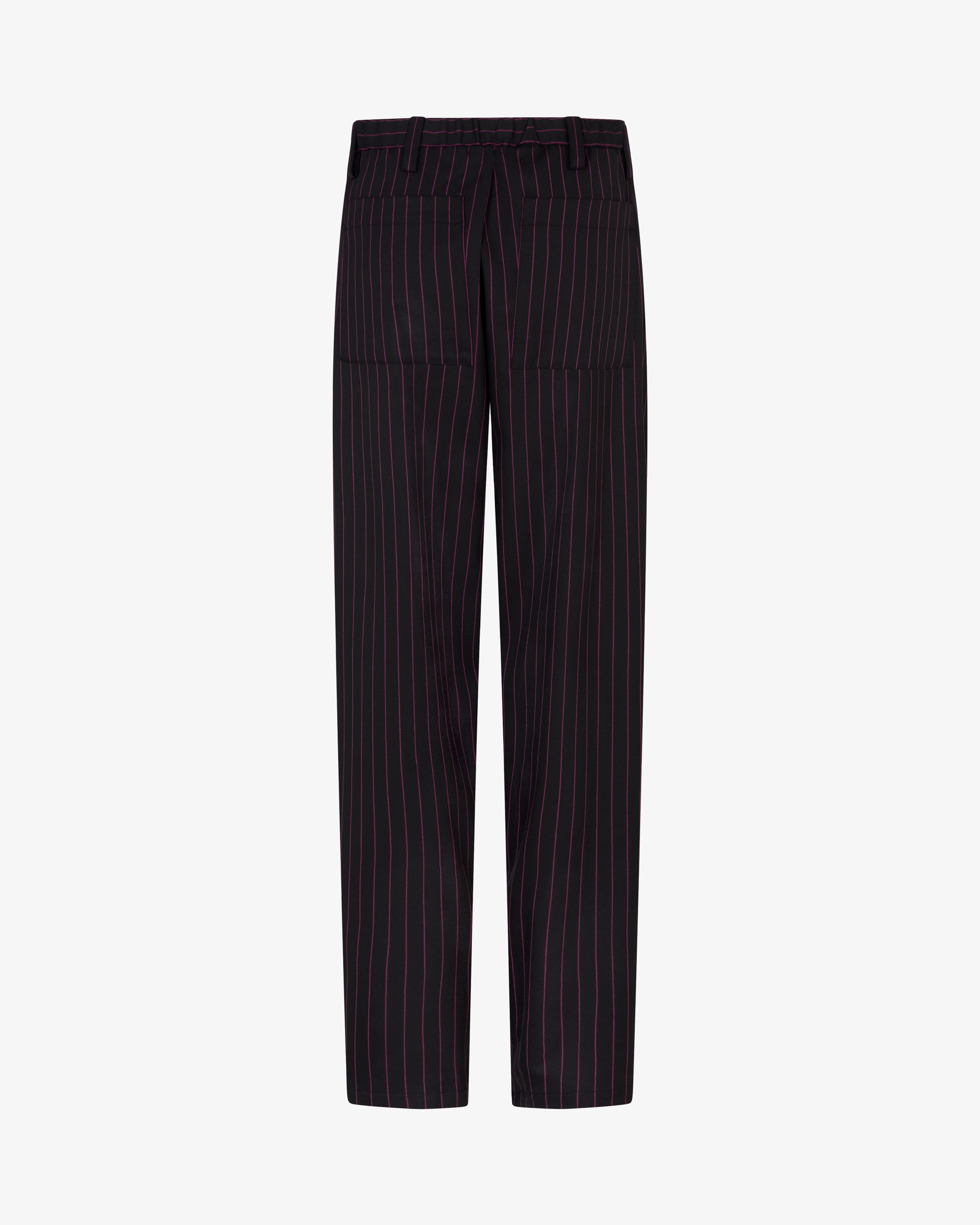 Wool Pinstripe Utility Trouser - Black/Pink