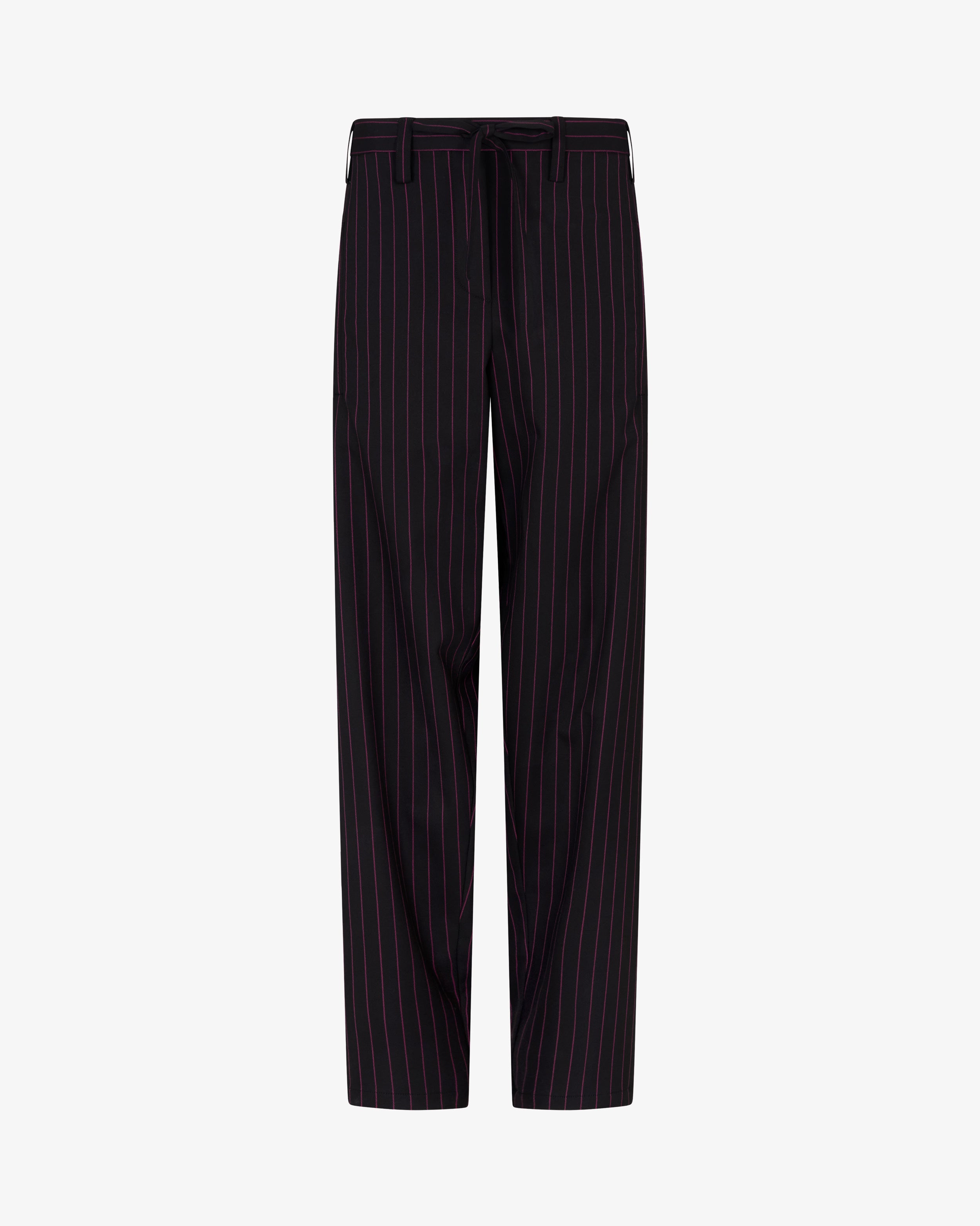 Wool Pinstripe Utility Trouser - Black/Pink