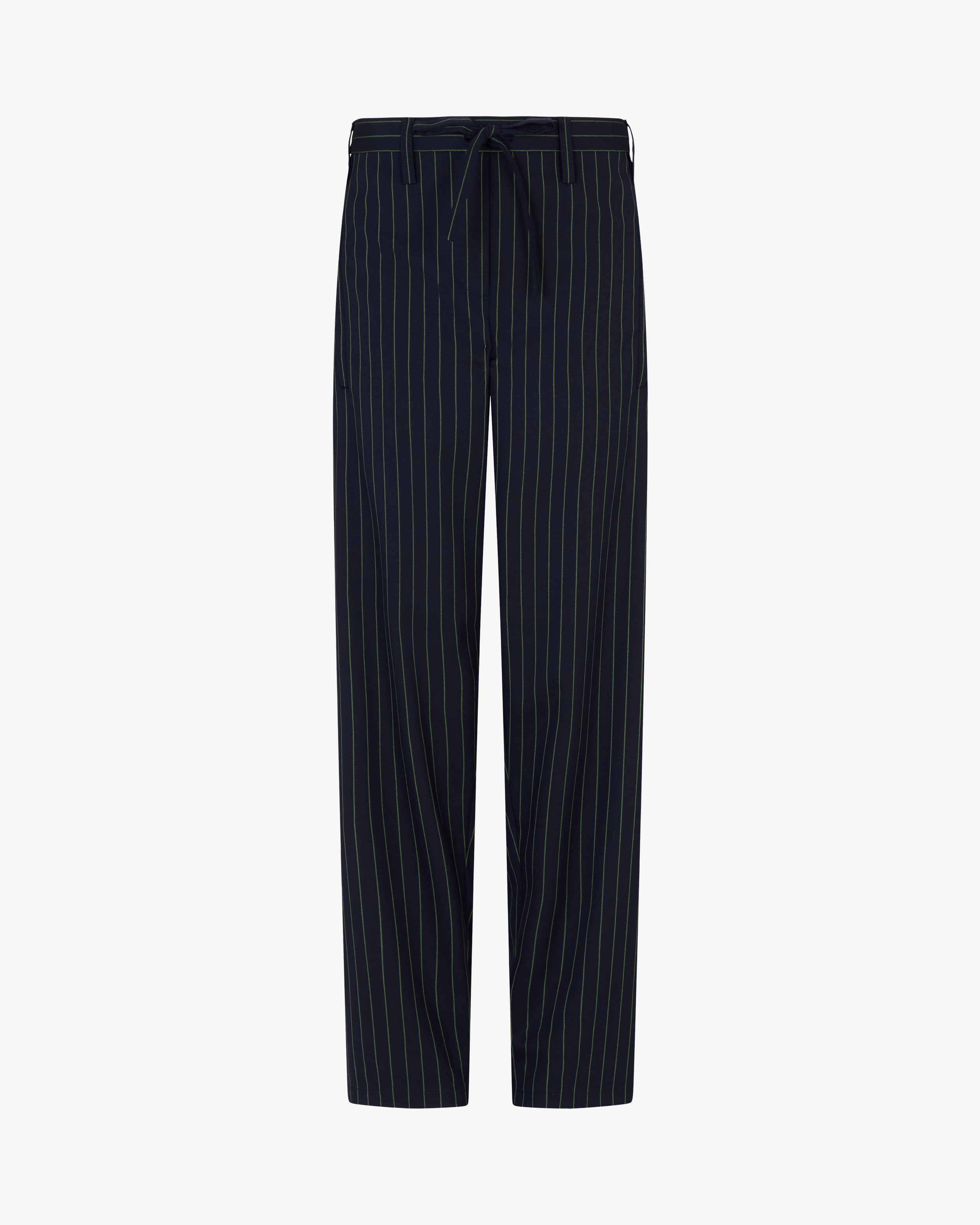 Wool Pinstripe Utility Trouser - Navy/Green