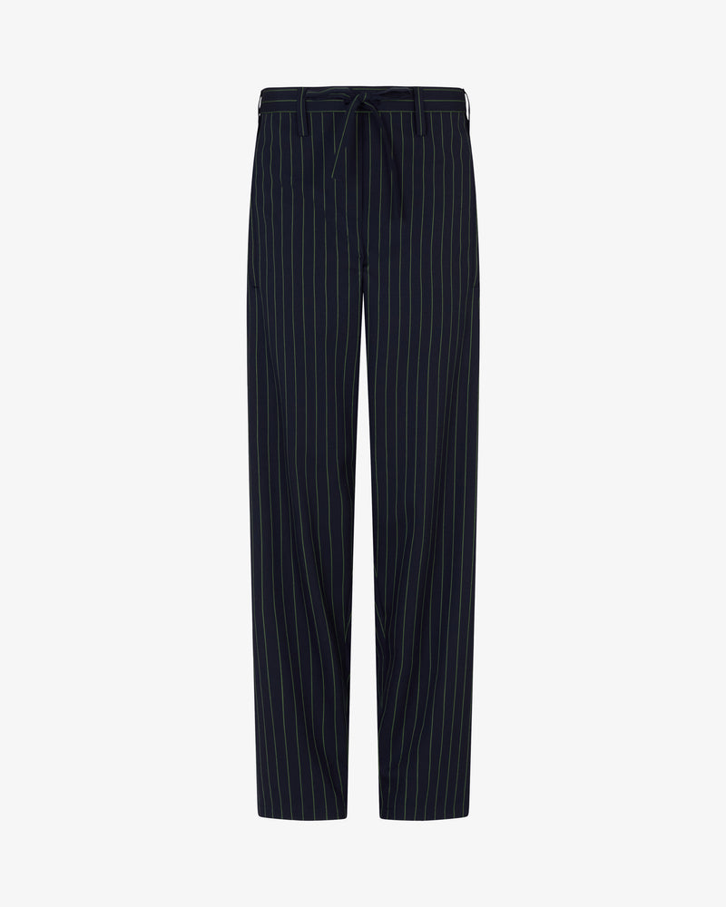 Wool Pinstripe Utility Trouser - Navy/Green picture #2