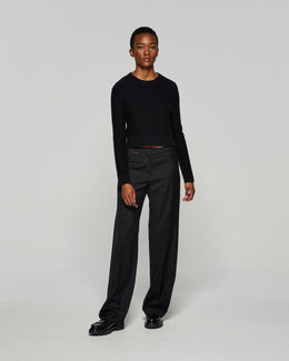 Wool Tapered Trouser - Black