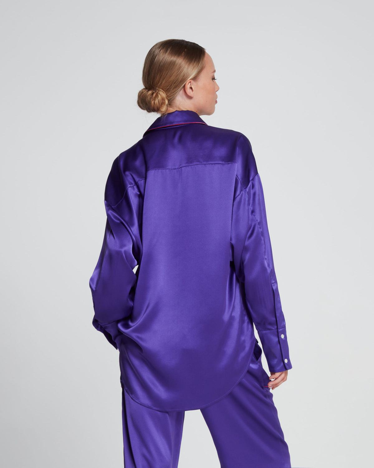 Silk Piped Oversized Shirt - Amethyst Purple SERENA BUTE