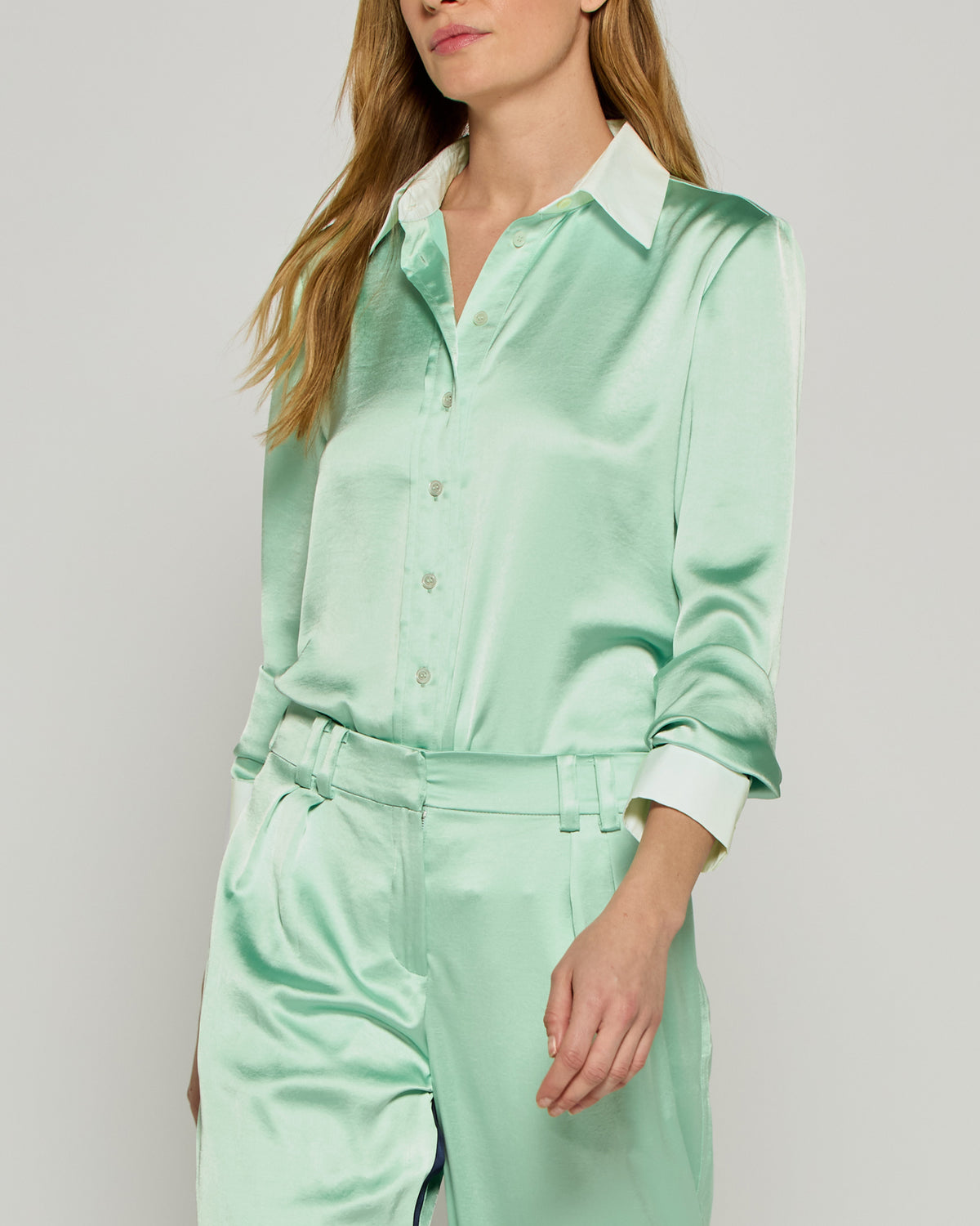 Satin Serena Shirt - Mint