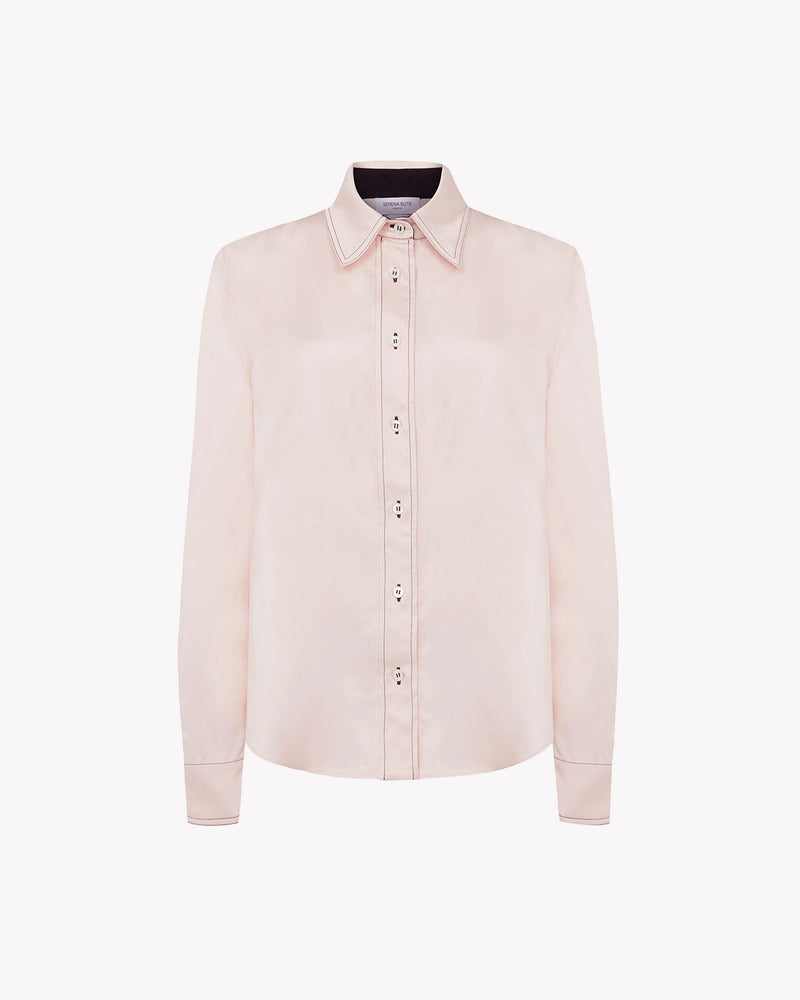 The Serena Shirt - Pale Pink Satin Viscose picture #1