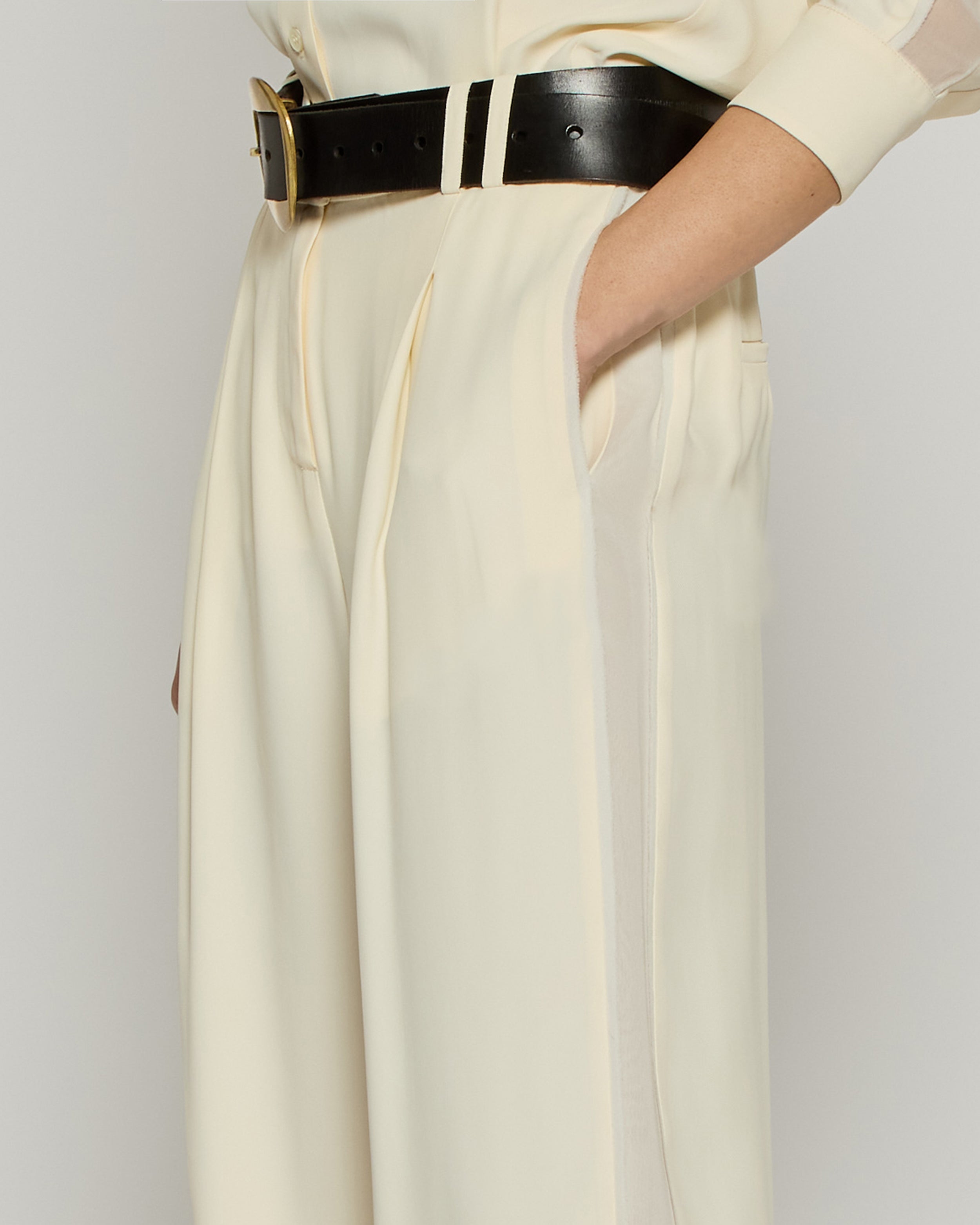 Serena Trouser with Georgette Trim - Cream