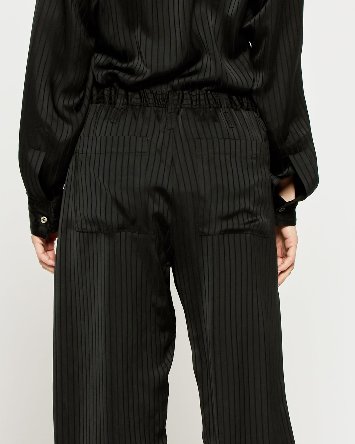 Satin Stripe Utility Jogger - Black