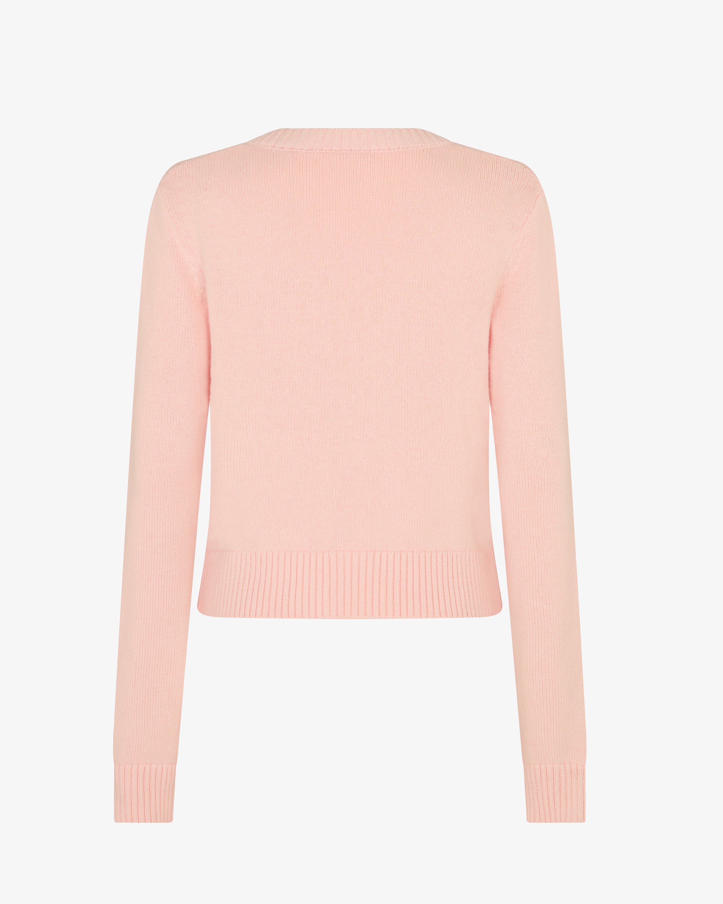 V-Neck Semi Cropped Cardigan - Light Pink